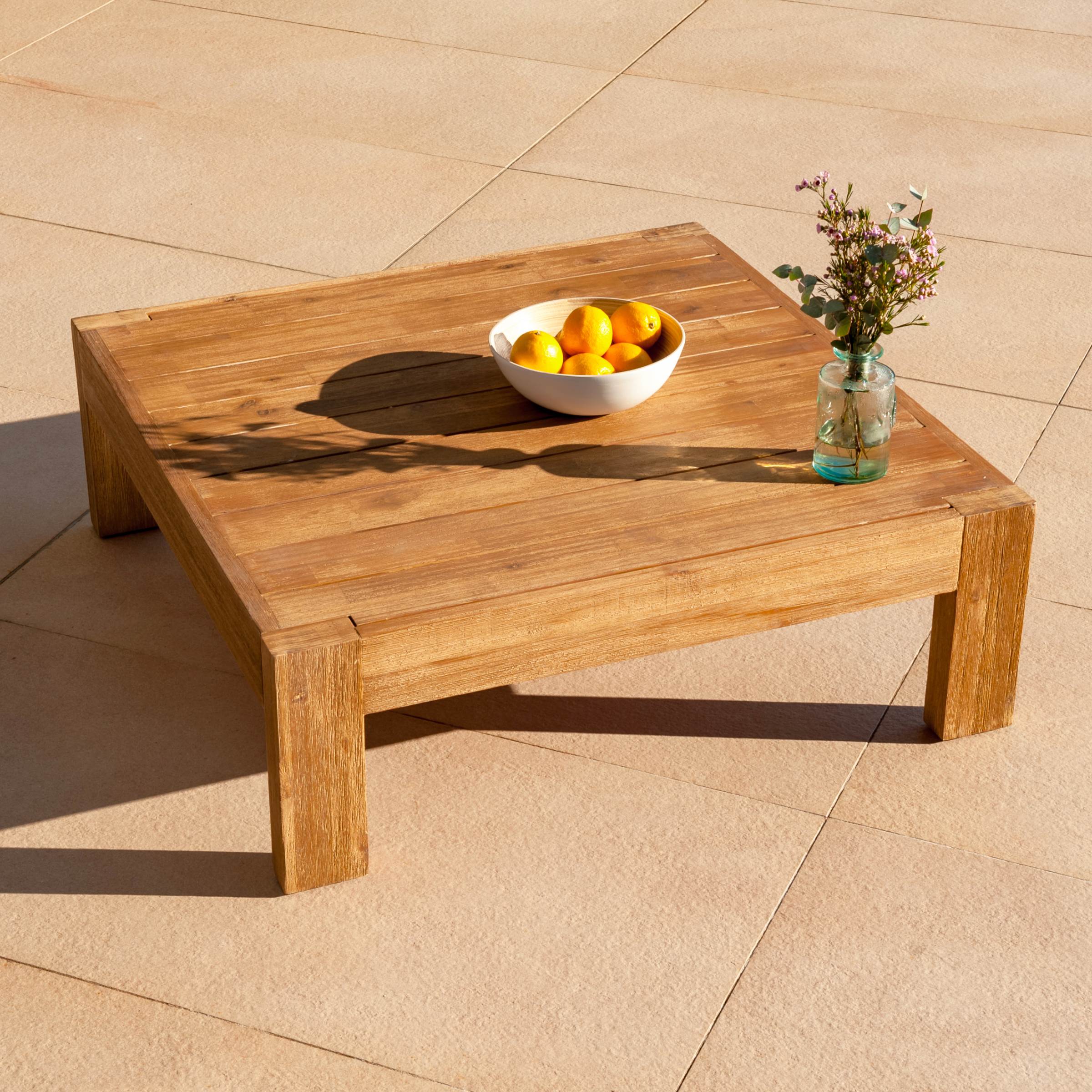 Salon de jardin d'angle en bois d'acacia 6 places 5 pcs Borneo Sable