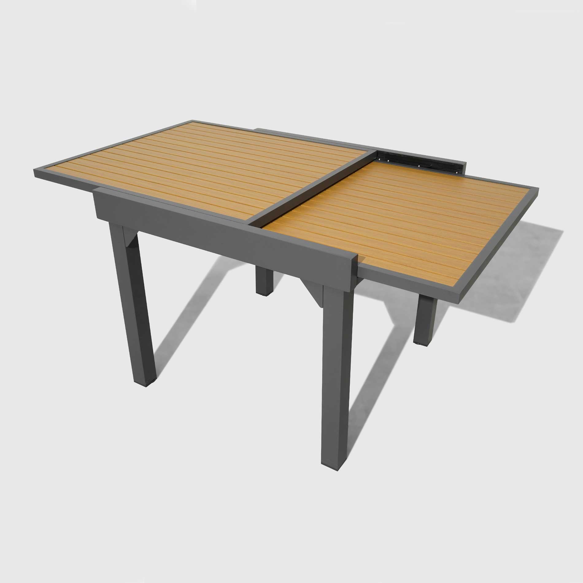Table de jardin extensible en aluminium 8 places effet bois (90/180 x 90 cm) Murano Gris anthracite