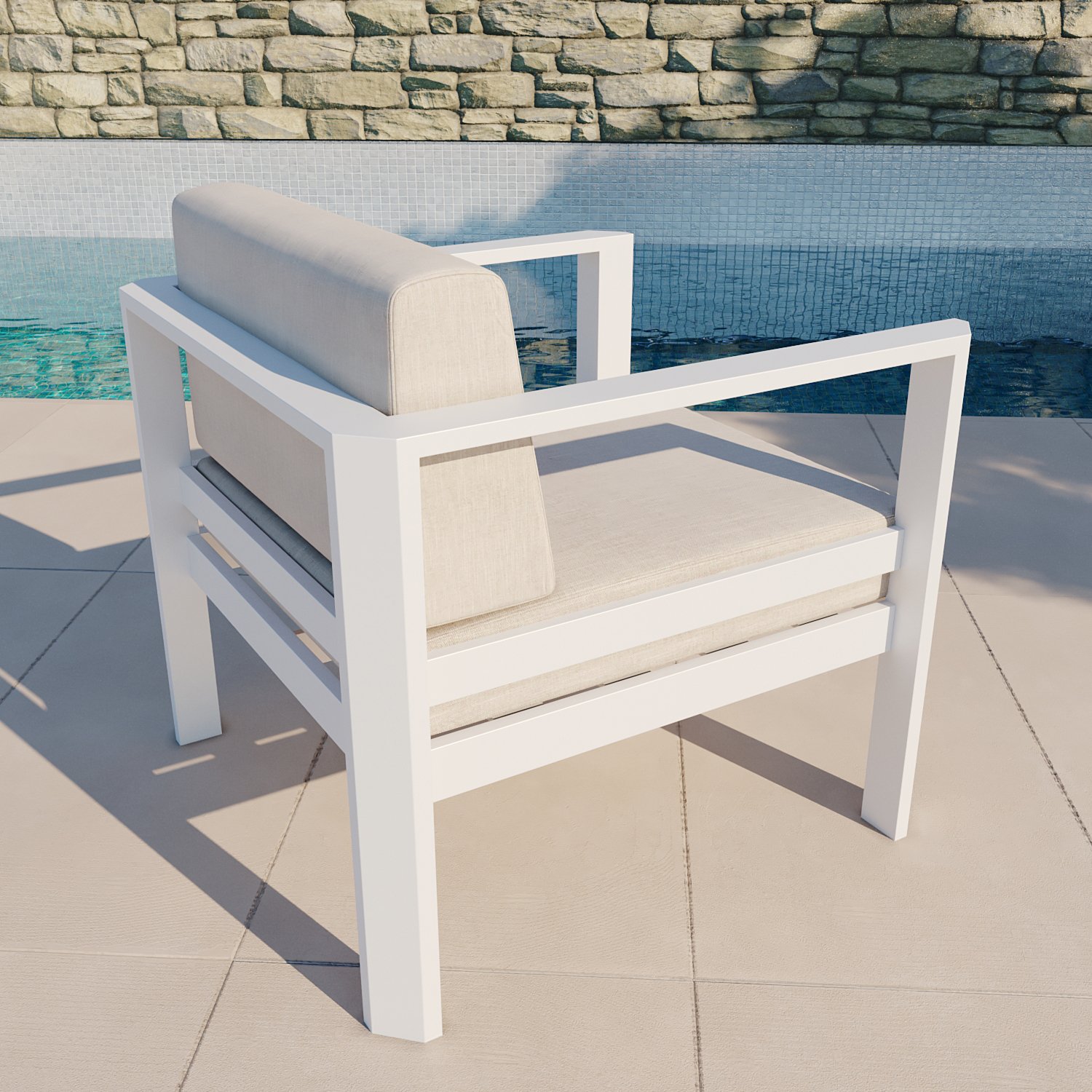 Salon de jardin en aluminium 4 places Ostara Blanc et taupe