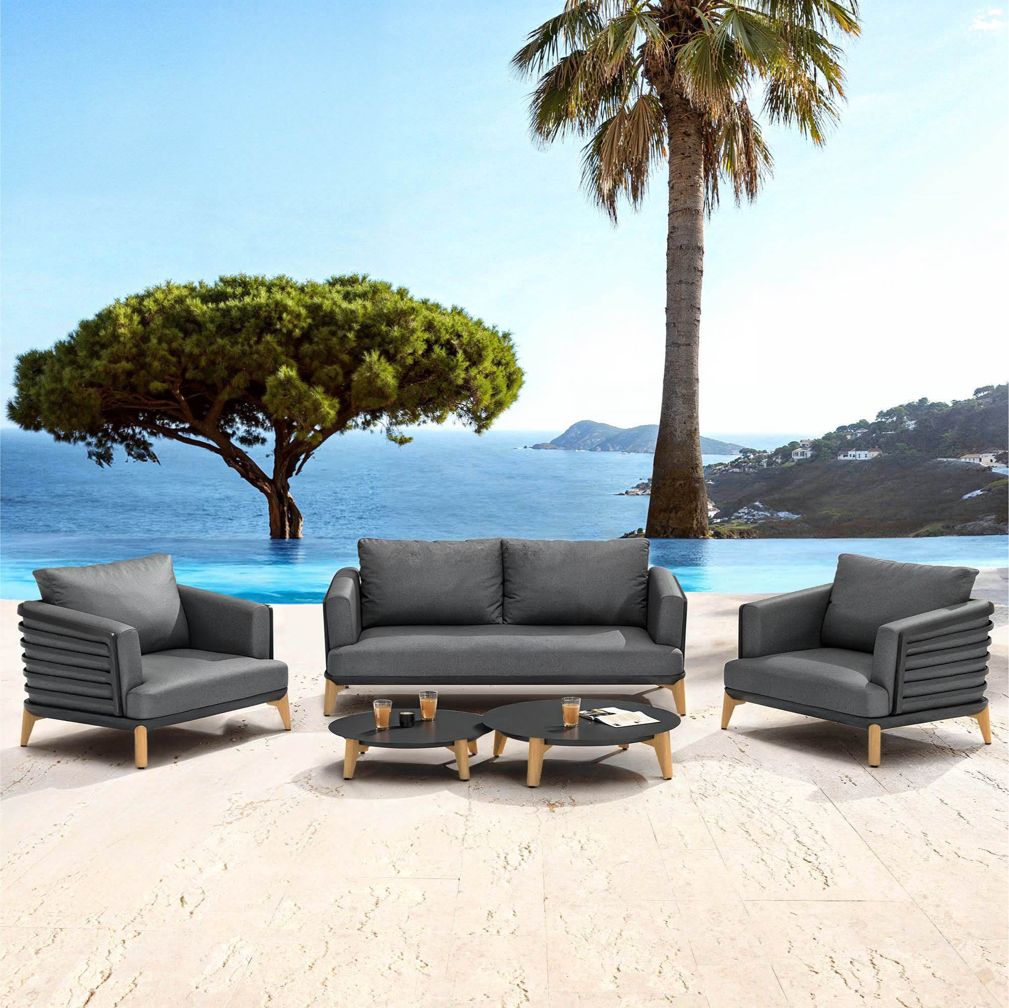 Salon de jardin aluminium 4 places 5 pcs Monte Carlo Gris anthracite