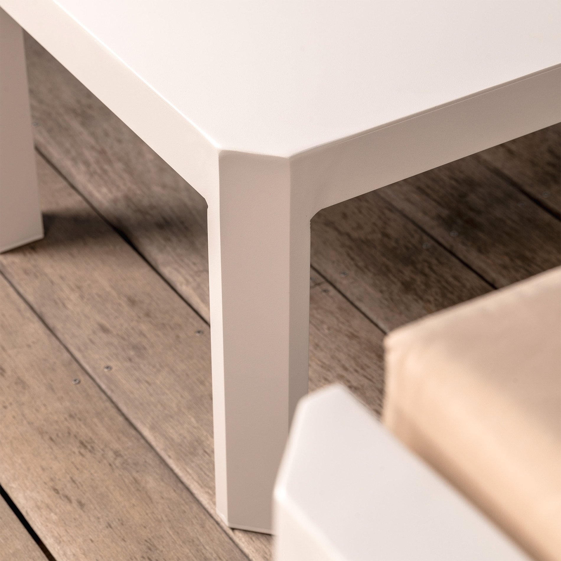 Salon de jardin d'angle en aluminium 6 places Ostara Blanc et taupe