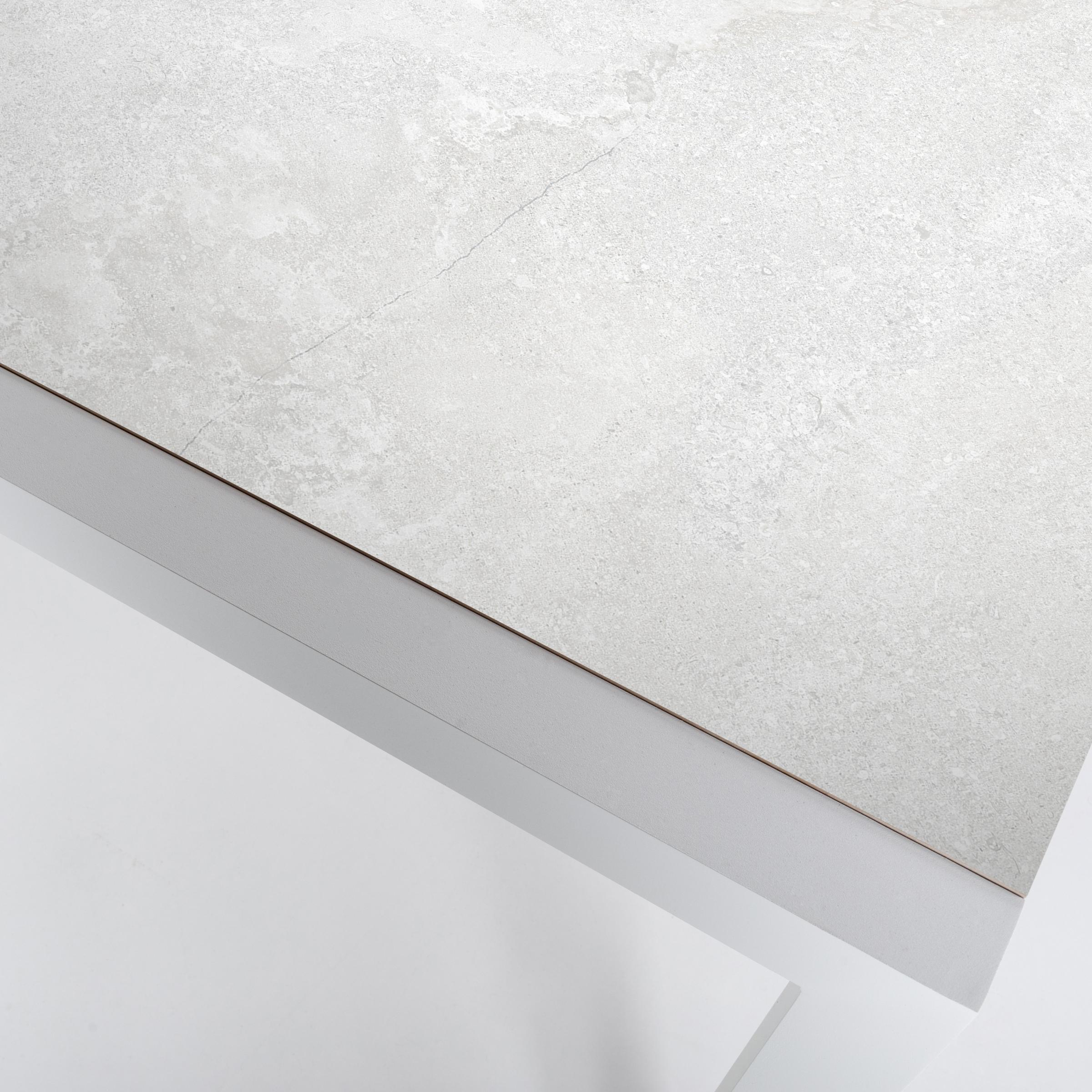 Table de jardin en aluminium et céramique 6 places (150 x 75 cm) Modena Blanc