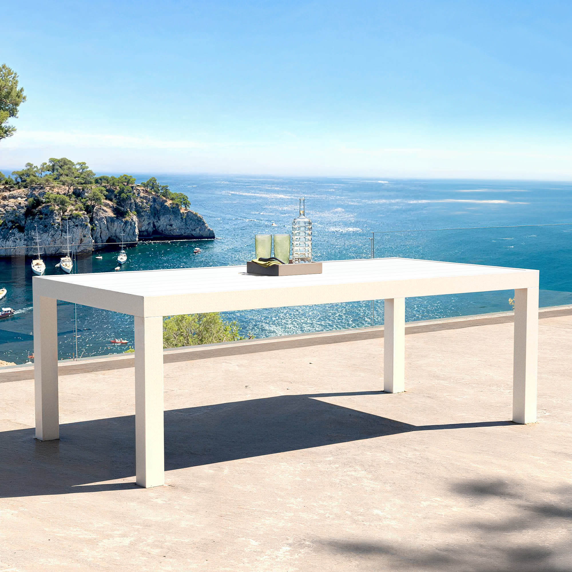 Table de jardin rectangulaire aluminium 8 places (210 x 100 cm) Murano Blanc