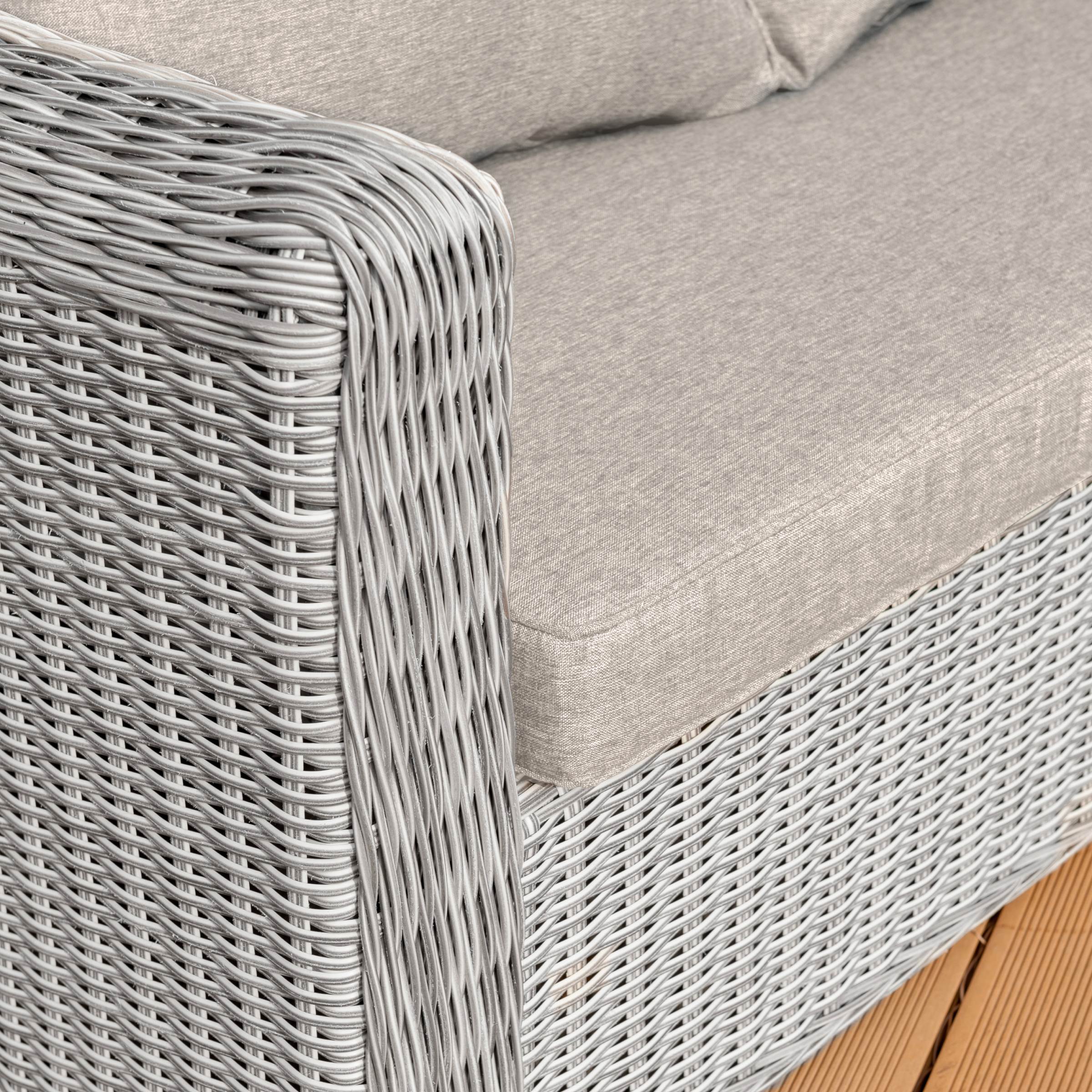 Salon de jardin en résine tressée 7 places 5 pcs Calvi Gris et taupe