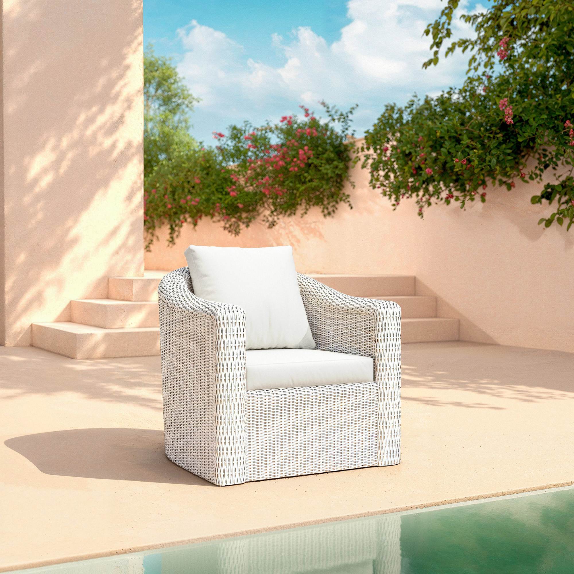 Salon de jardin en résine tressée 4 places 4 pcs Calvi Blanc