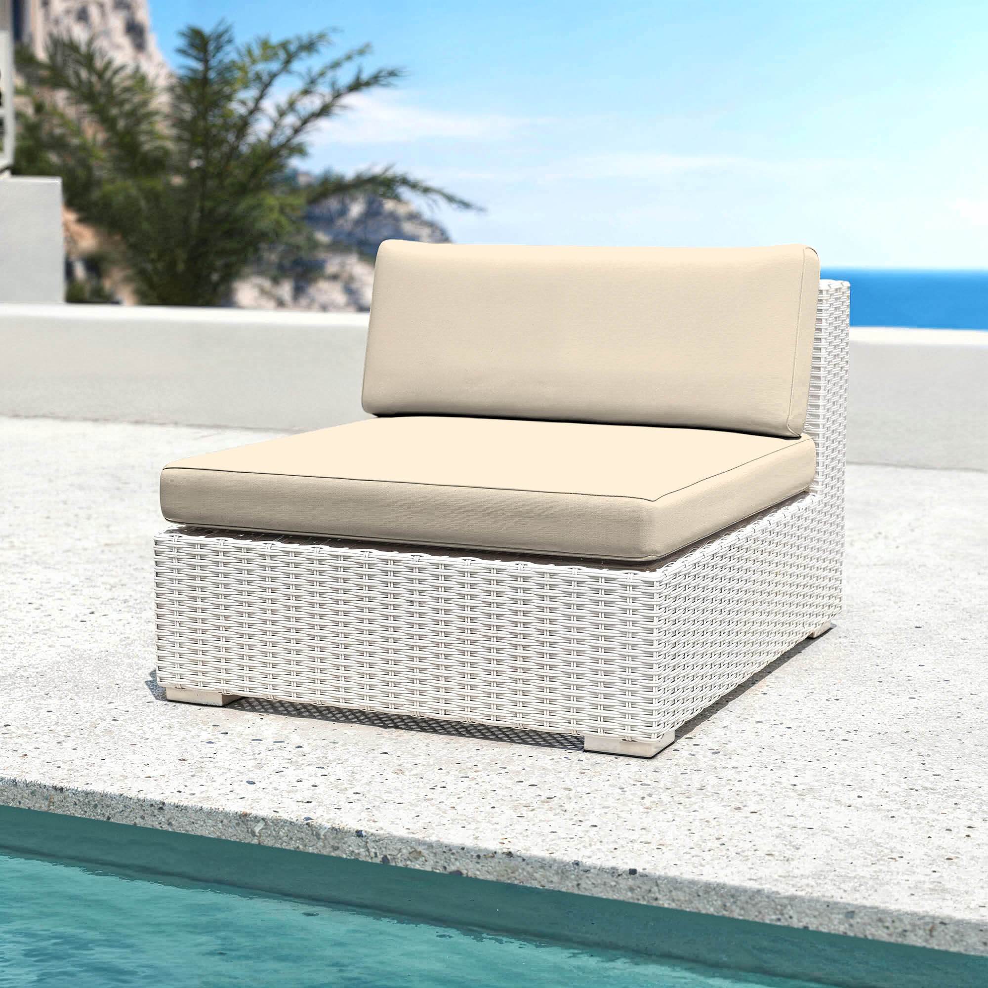 Salon de jardin en résine tressée 9 places 9 pcs Palma Blanc et beige