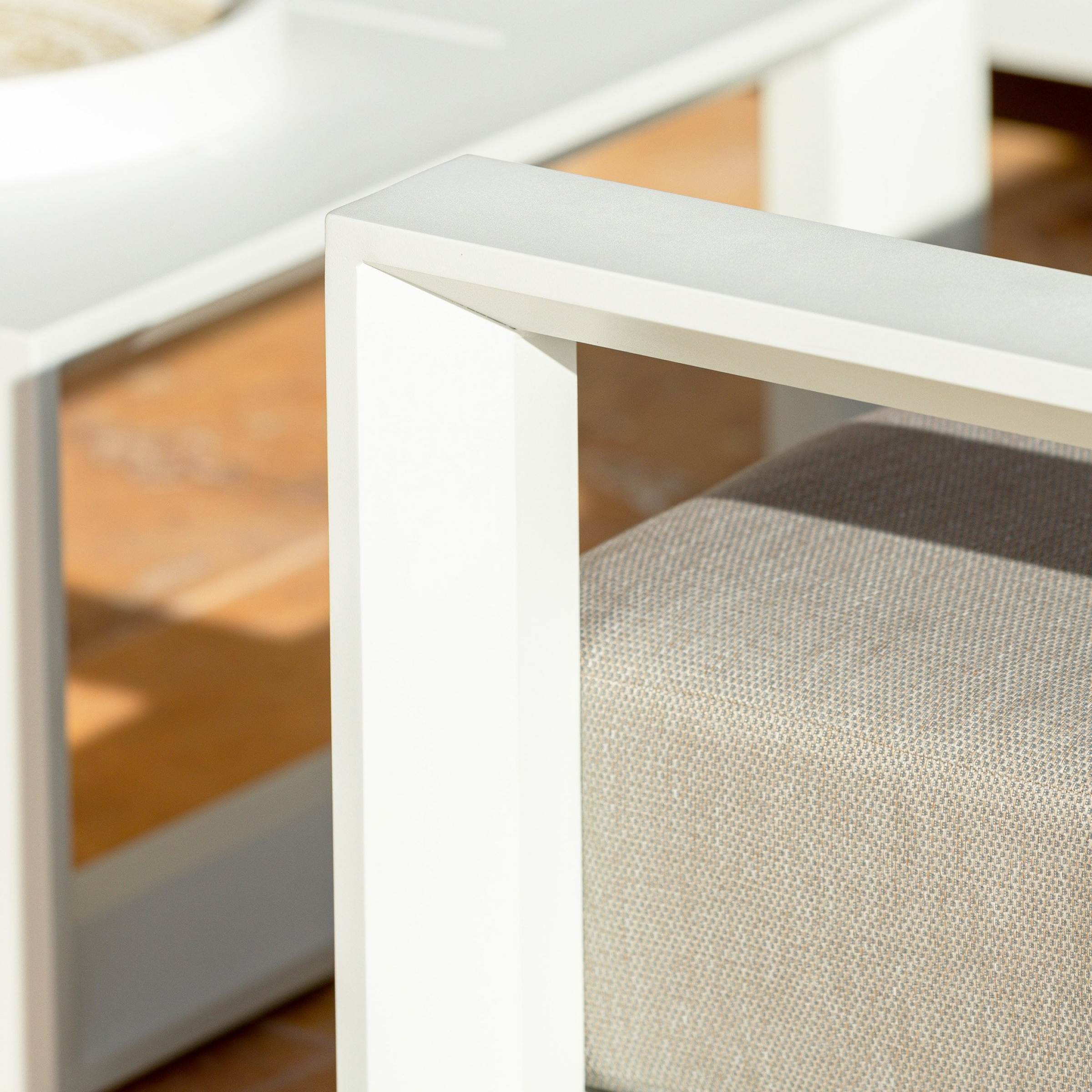 Salon de jardin d'angle aluminium 5 places Elba Blanc et taupe