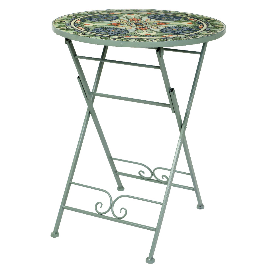Table bistro ronde pliable mosaïque Cancùn Vert sauge