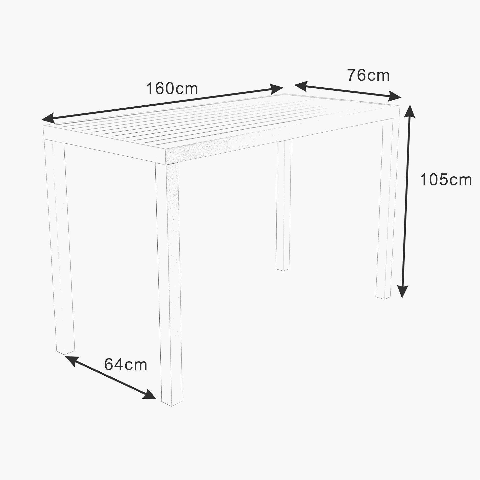 Table de jardin haute en aluminium 6 places (160 x H105 cm) Murano Gris anthracite
