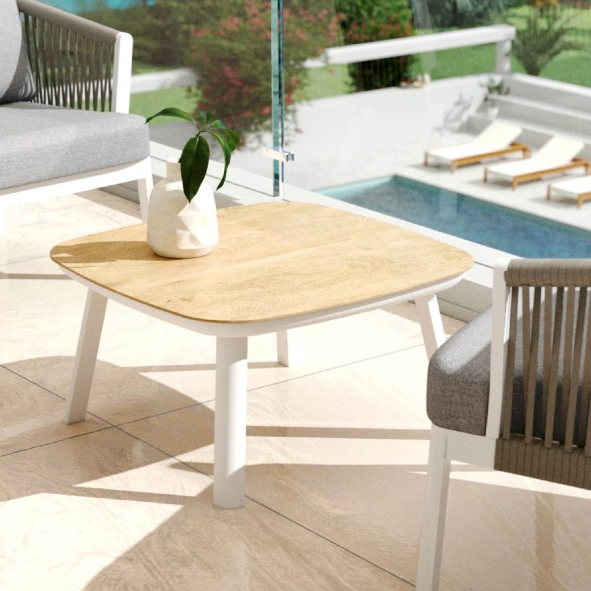 Salon de jardin en aluminium 2 places 3 pcs Amalfi Blanc et taupe