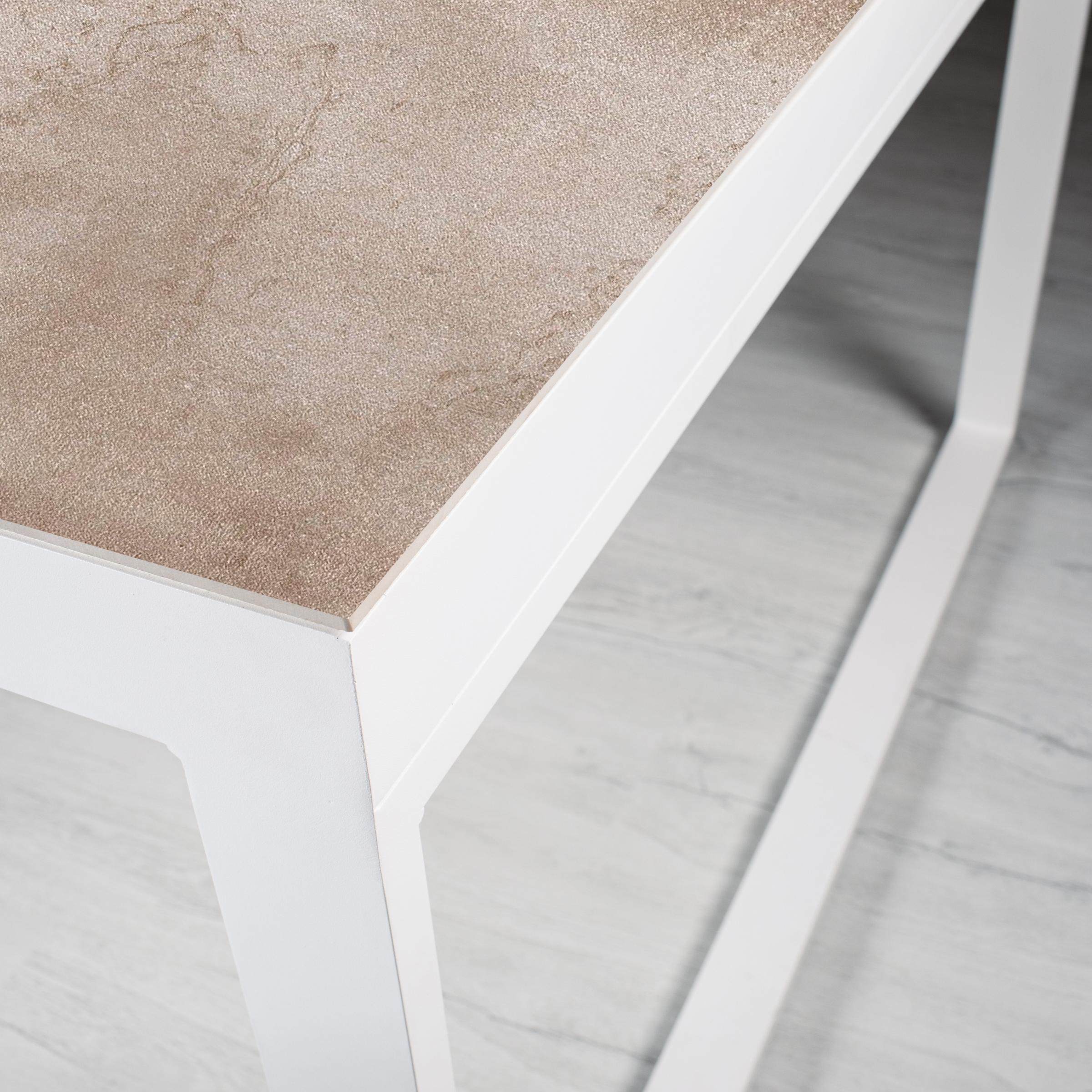 Table de jardin en aluminium et céramique 10 places (240 x 120 cm) Kore Blanc et beige