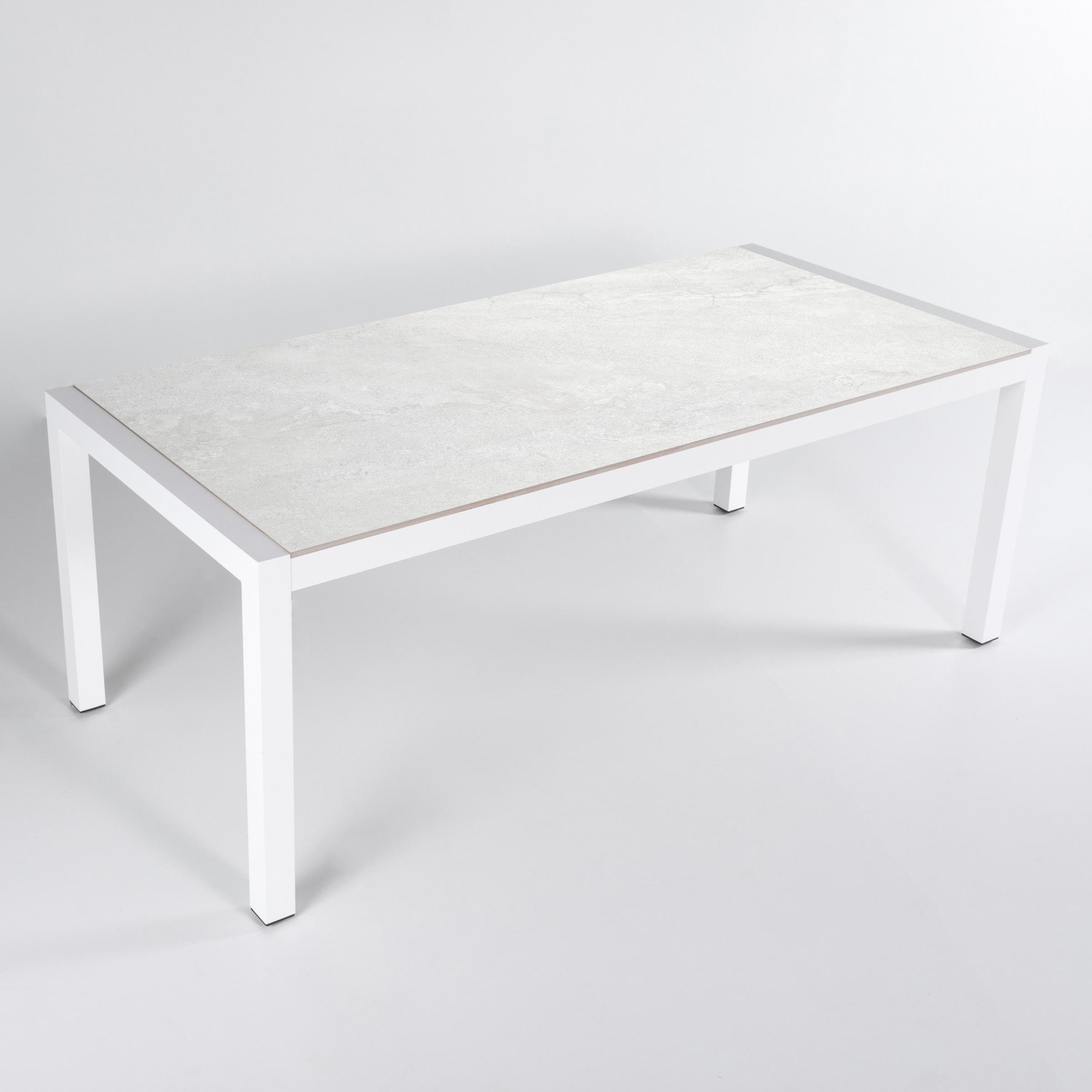 Table de jardin en aluminium et céramique 6 places (150 x 75 cm) Modena Blanc