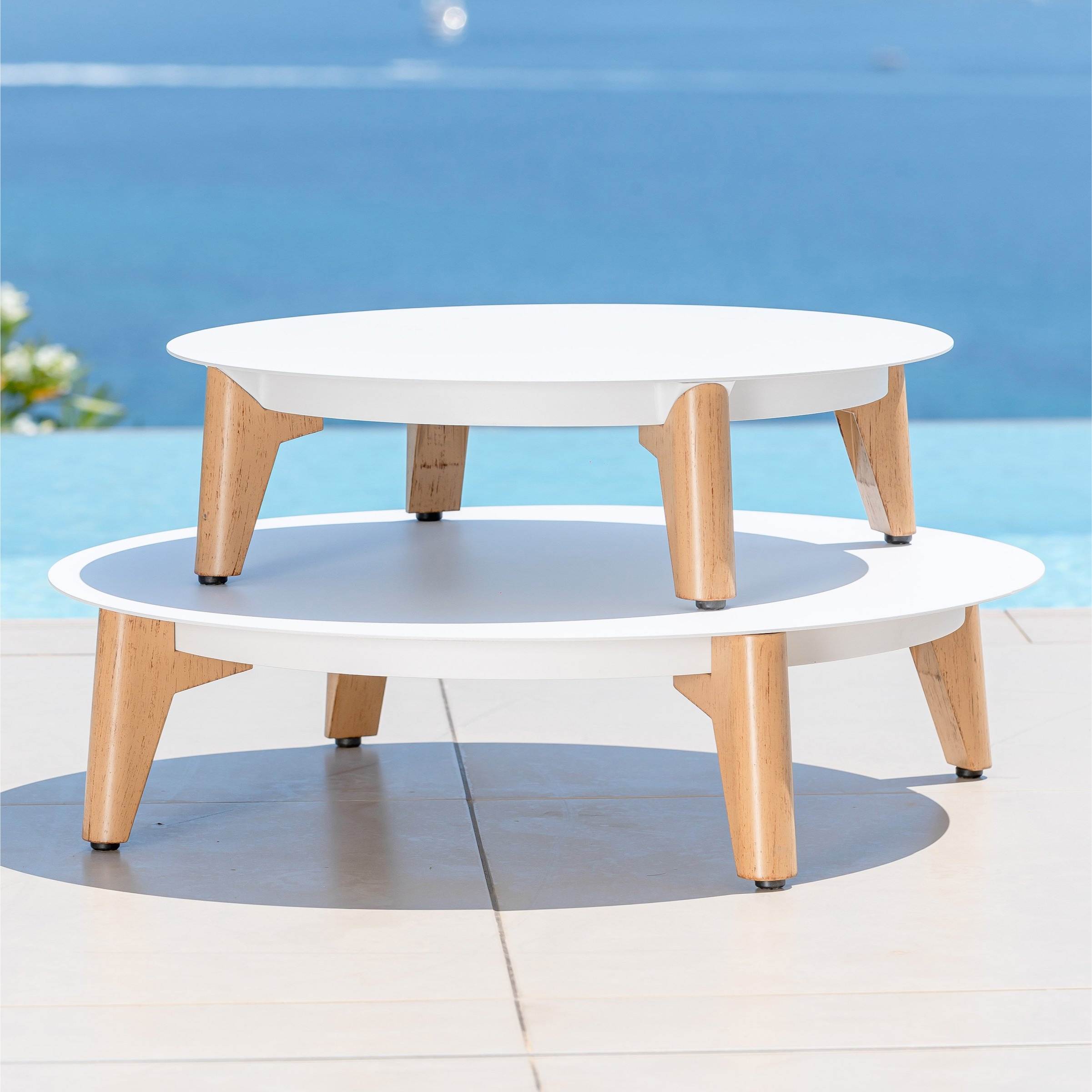 Salon de jardin aluminium 5 places 5 pcs Monte Carlo Blanc et beige