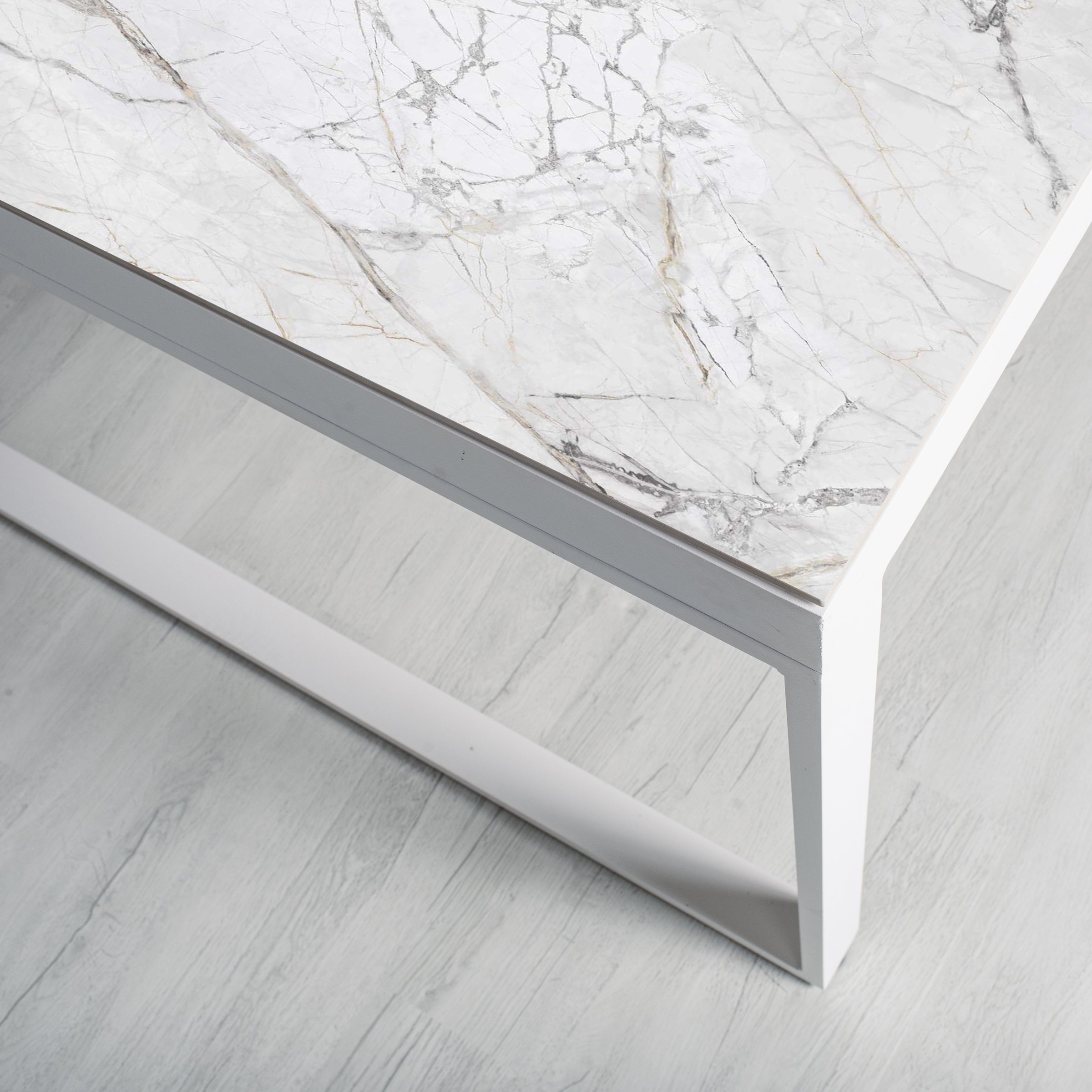 Table de jardin en aluminium et céramique 12 places (260 x 120 cm) Kore Blanc marbré