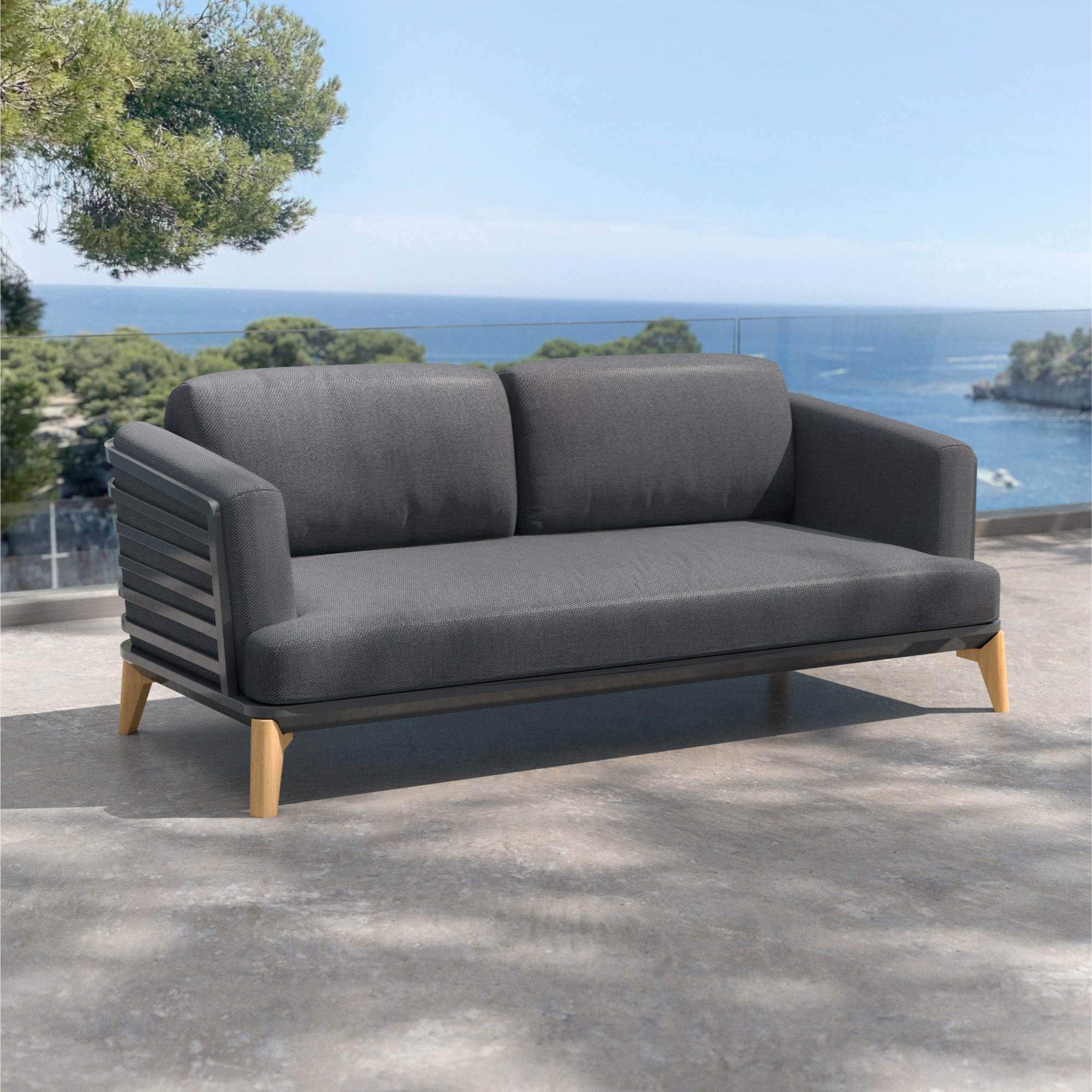 Salon de jardin aluminium 9 places 12 pcs Monte Carlo Gris anthracite