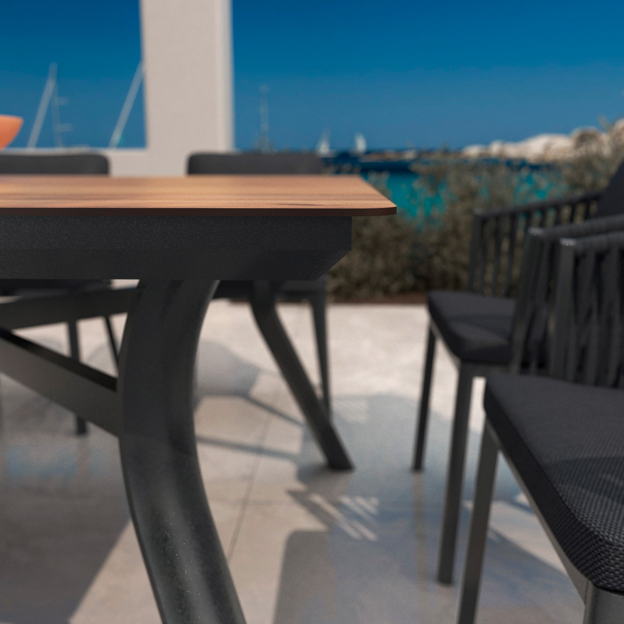Table de jardin en aluminium 8 places (200 x 90 cm) Amalfi Gris anthracite