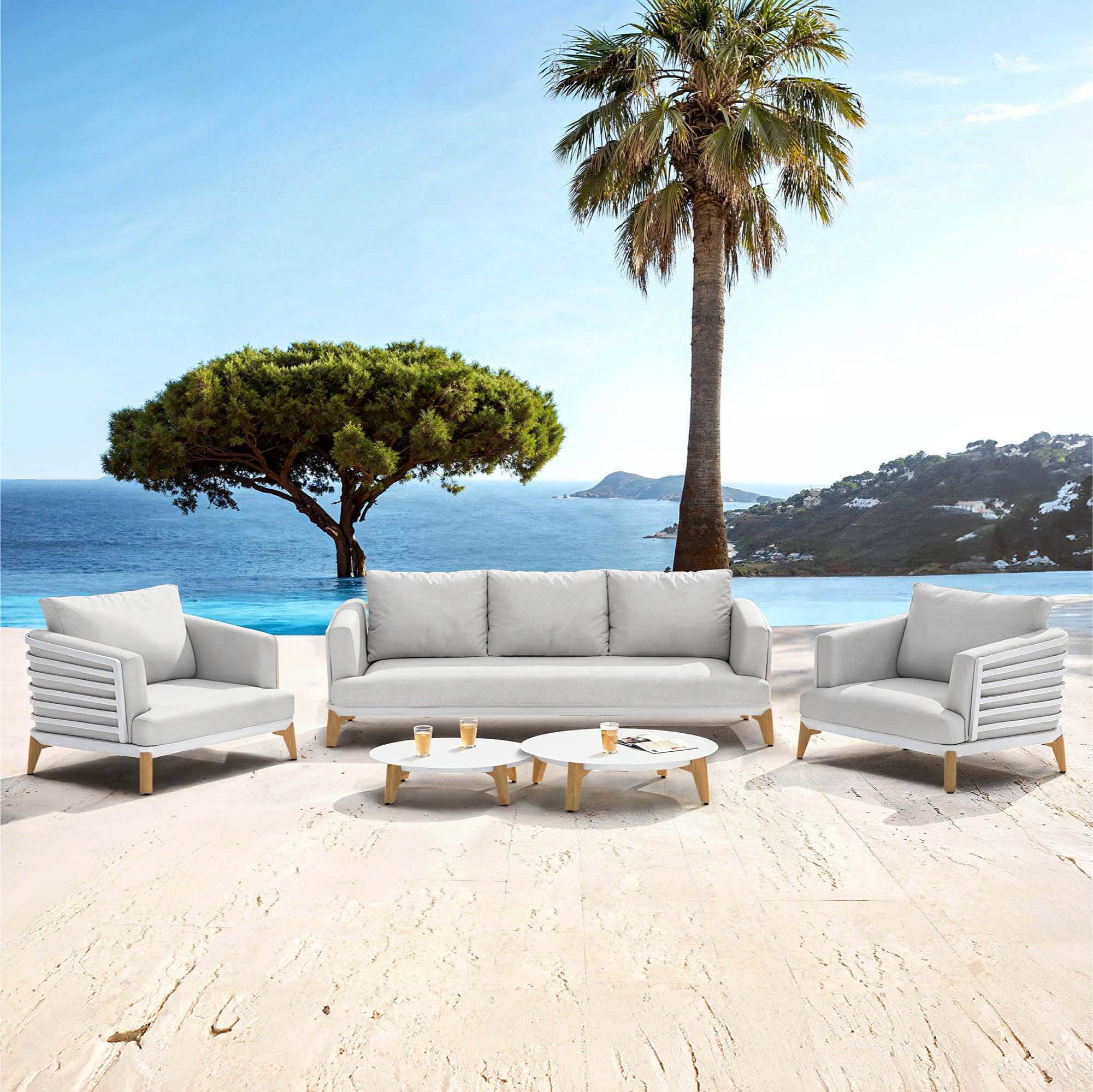 Salon de jardin aluminium 5 places 5 pcs Monte Carlo Blanc et gris clair