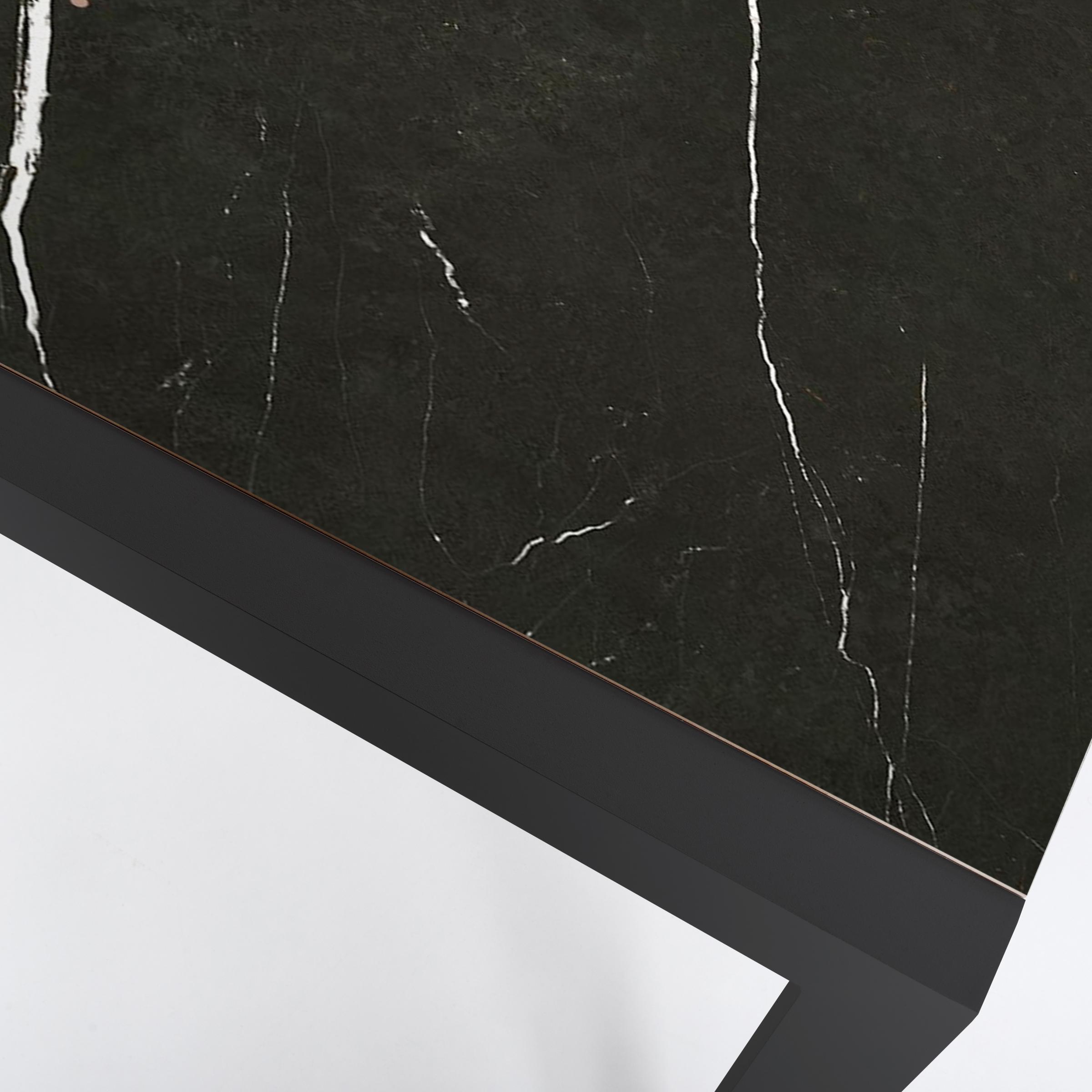 Table de jardin en aluminium et céramique 8 places (180 x 90 cm) Modena Noir marbré