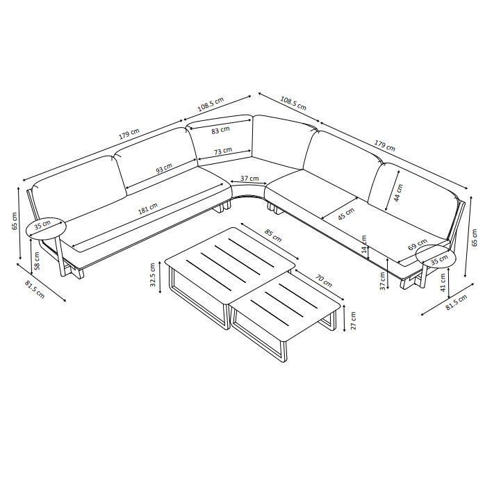 Salon de jardin en aluminium 7 places Long Beach Blanc