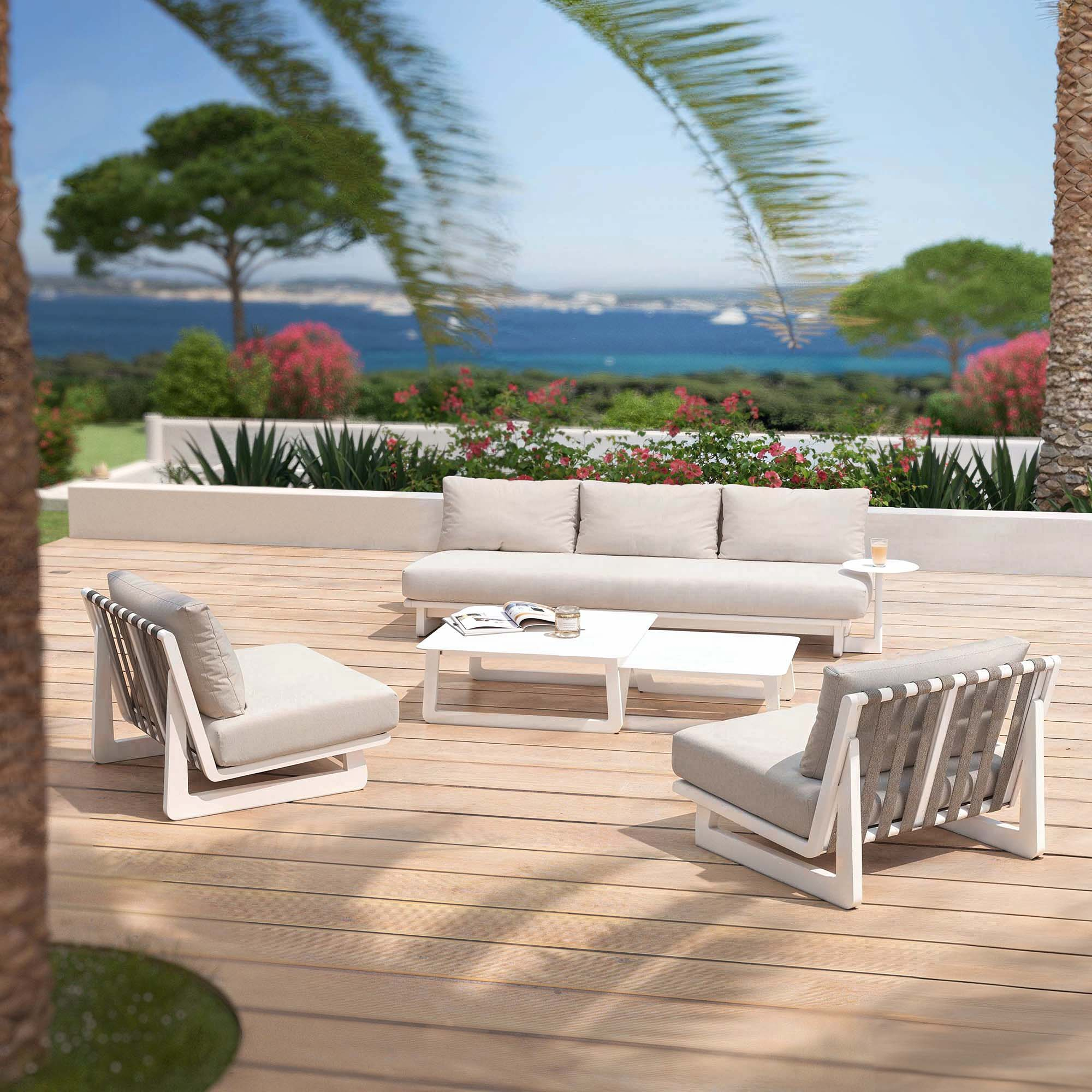 Salon de jardin aluminium 5 places Long Beach Blanc