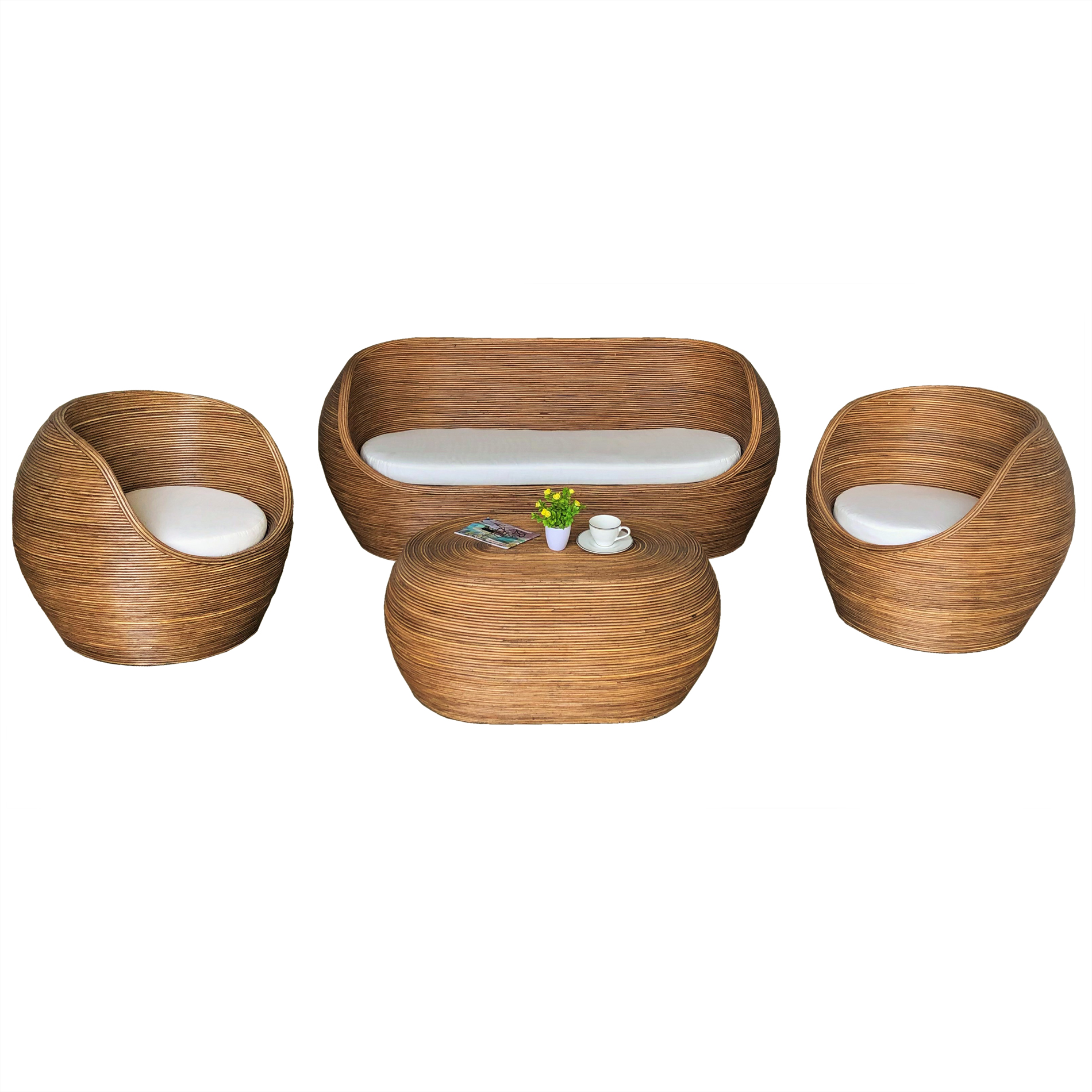 Salon de jardin en rotin 5 places Trinidad Naturel beige