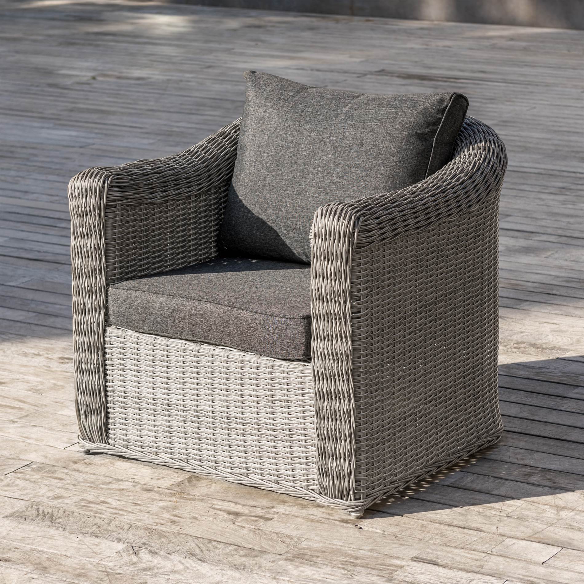 Salon de jardin en résine tressée 5 places 4 pcs Calvi Gris et gris foncé