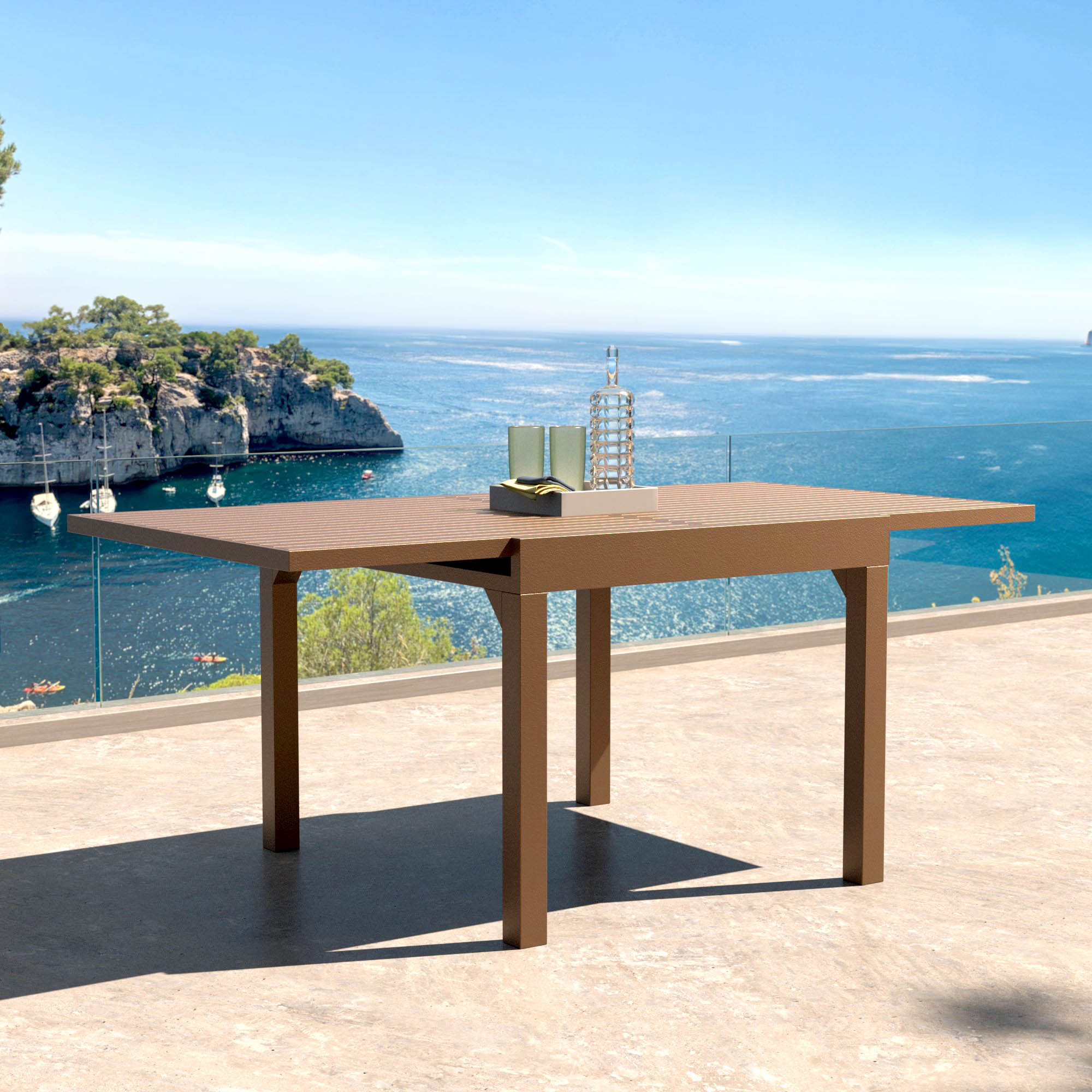 Table de jardin extensible en aluminium 8 places (90/180 x 90 cm) Murano Bronze