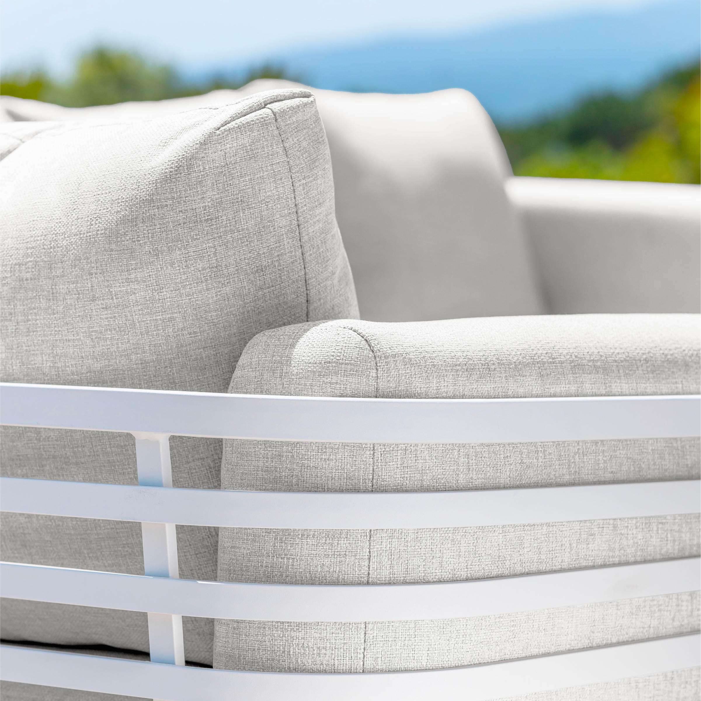 Salon de jardin aluminium 8 places 6 pcs Monte Carlo Blanc et gris clair