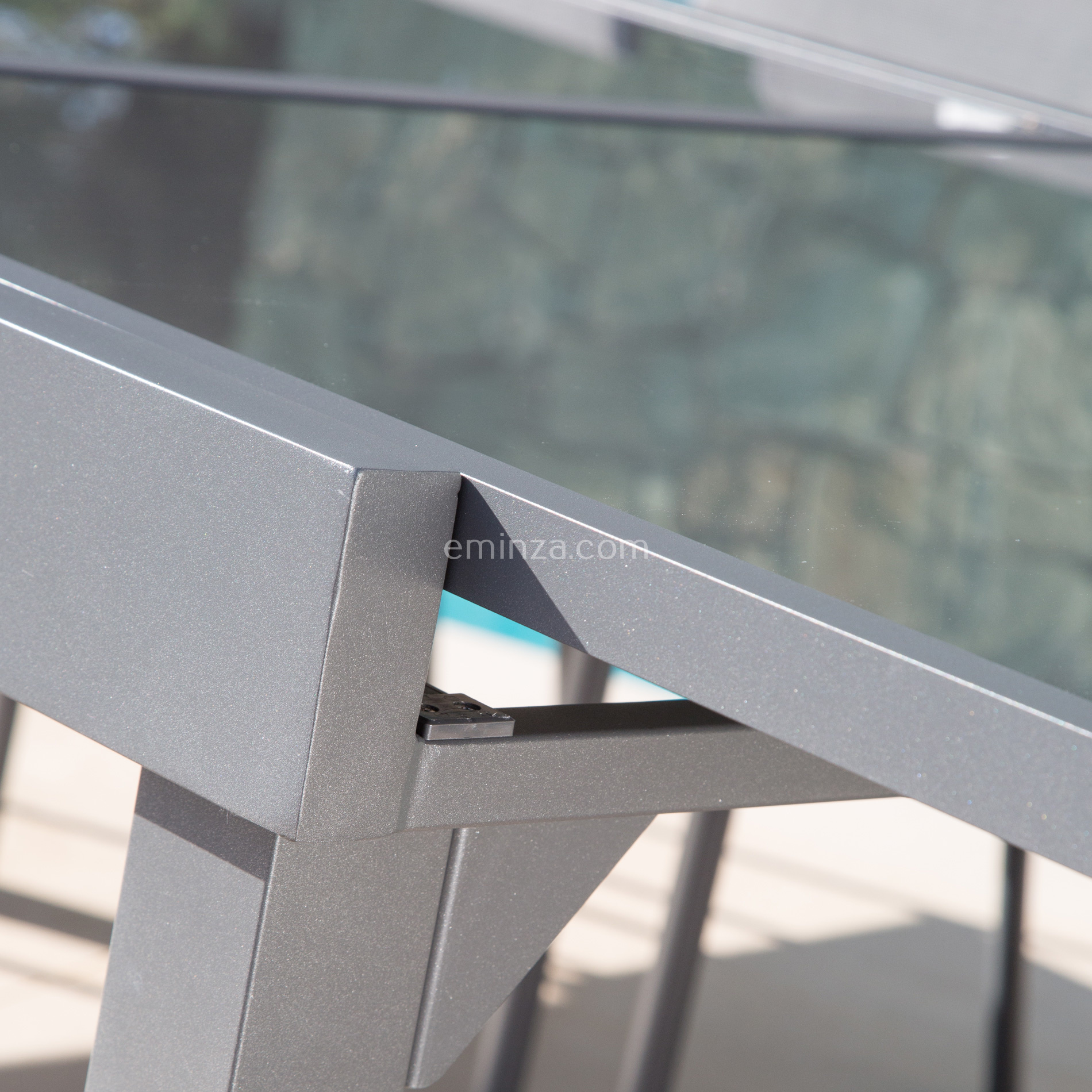 Table de jardin extensible en verre 12 places (200/320 x 100 cm) Murano Gris anthracite