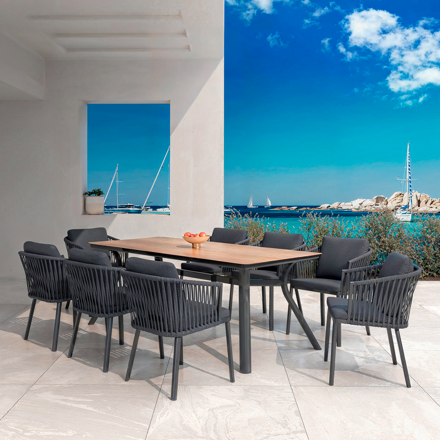 Table de jardin en aluminium 8 places (200 x 90 cm) Amalfi Gris anthracite