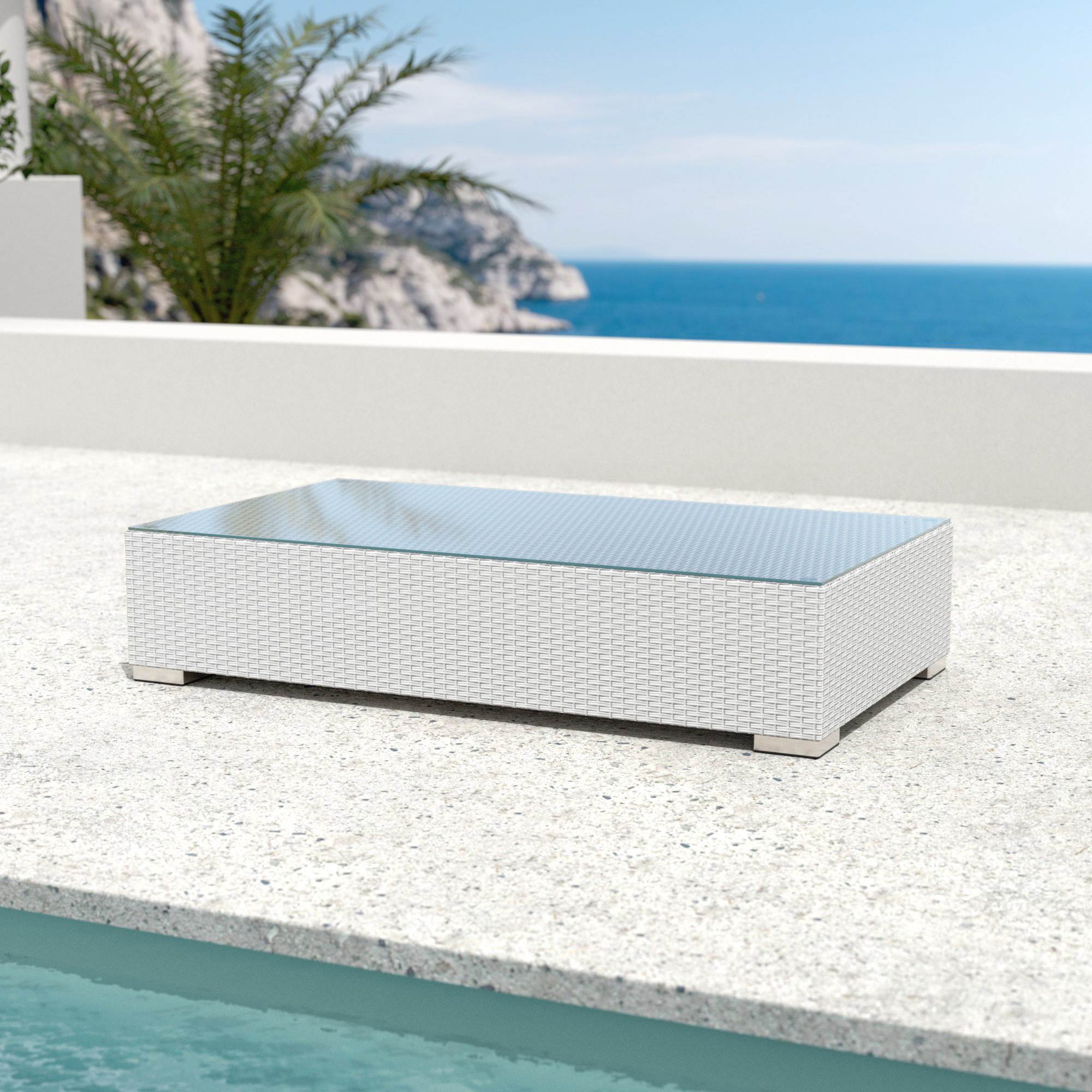 Salon de jardin en résine tressée 4 places 4 pcs Palma Blanc et gris