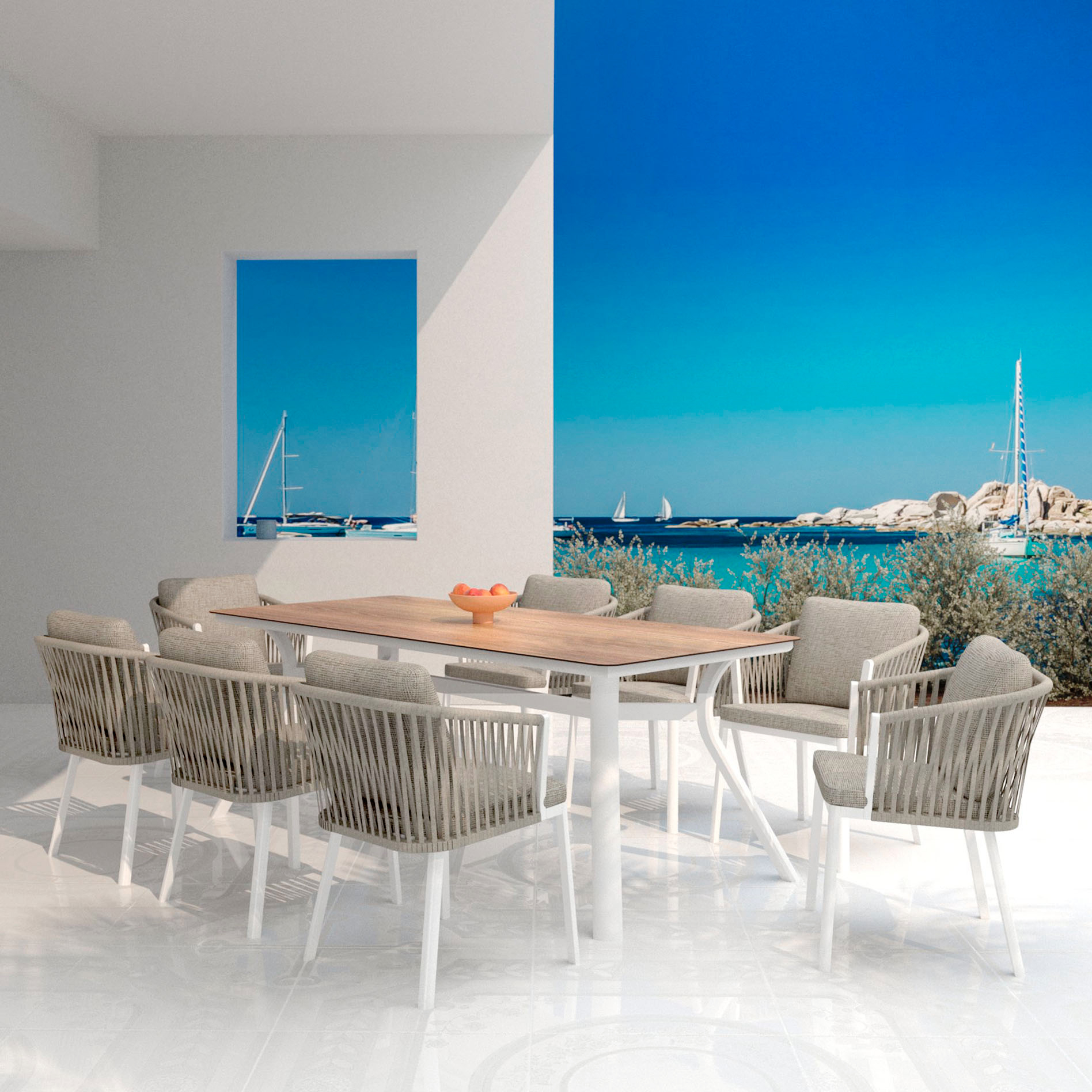 Table de jardin en aluminium 8 places (200 x 90 cm) Amalfi Blanc