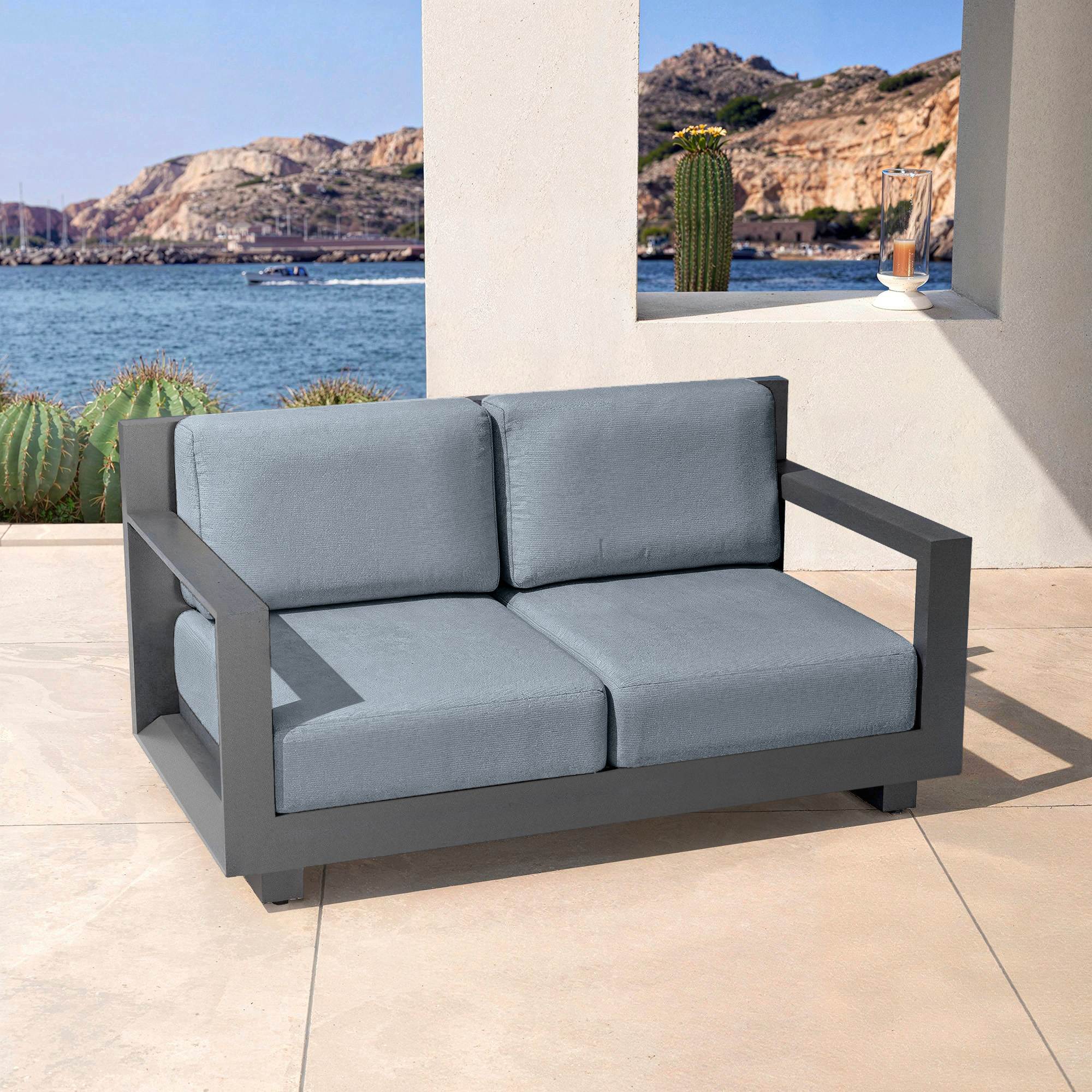 Salon de jardin aluminium 4 places 4 pcs Elba Gris anthracite