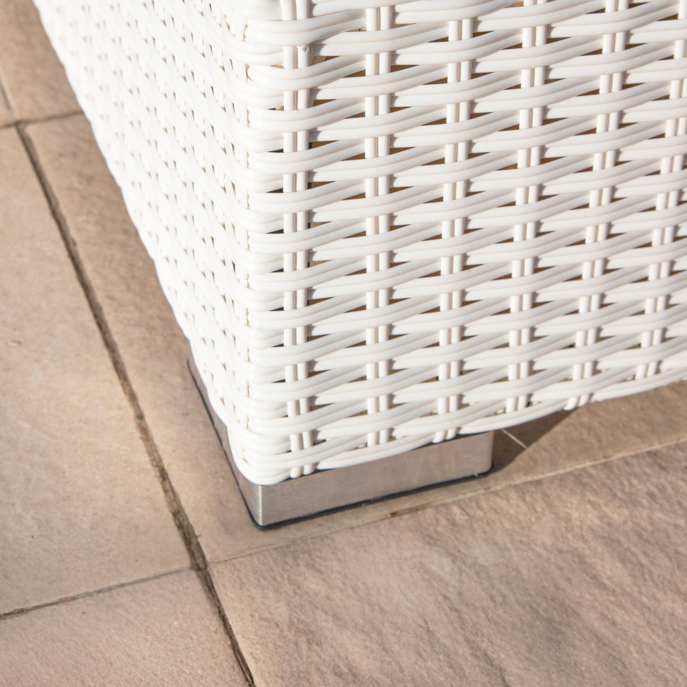 Salon de jardin en résine tressée 9 places 9 pcs Palma Blanc et taupe