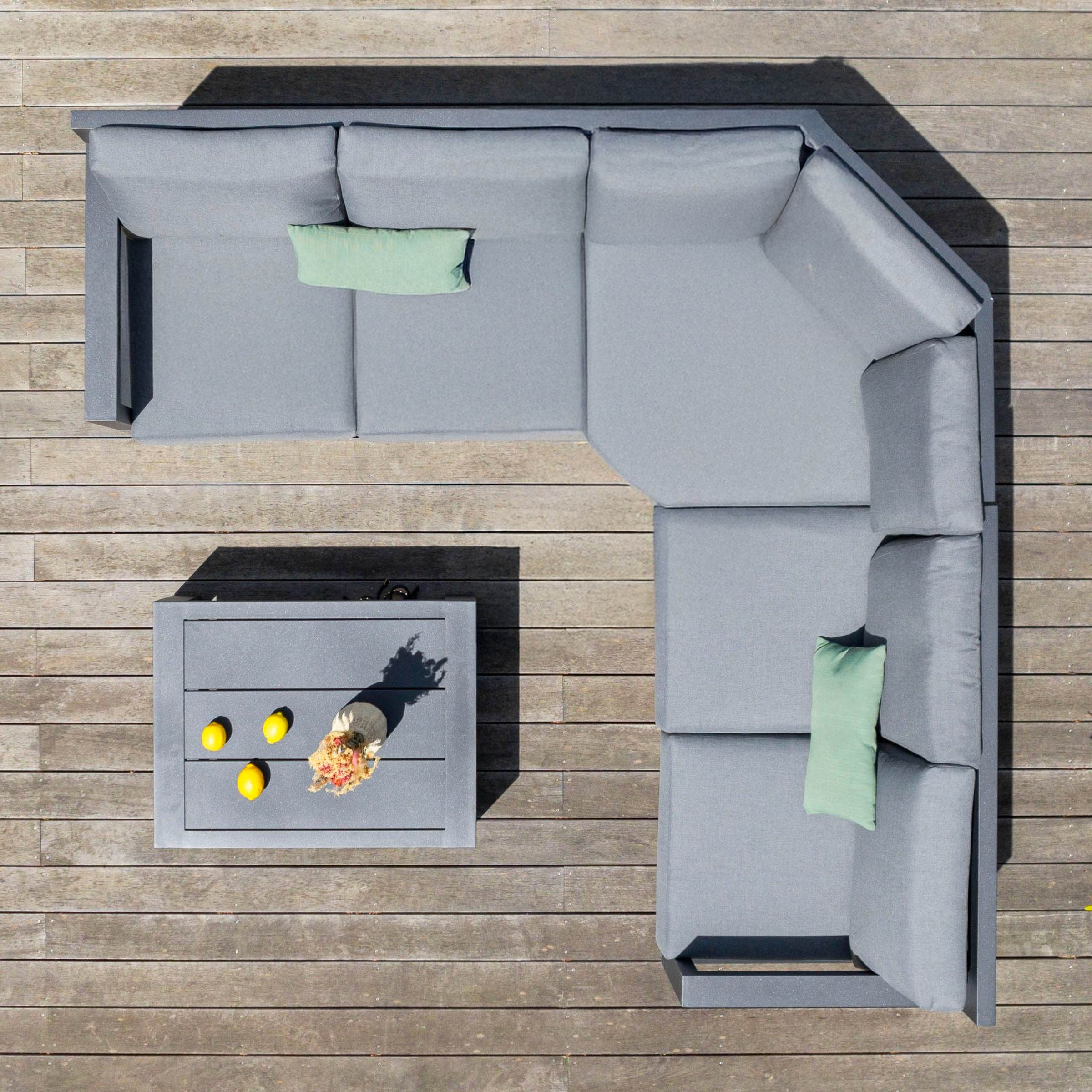 Salon de jardin d'angle aluminium 5 places Elba Gris anthracite