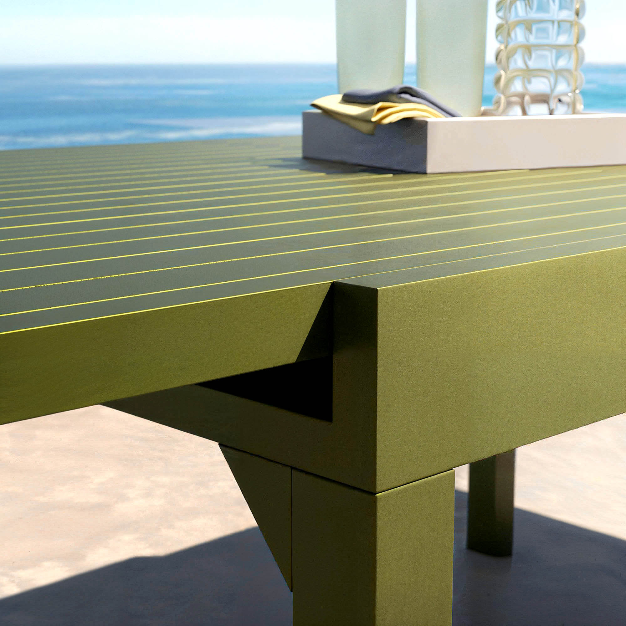 Table de jardin extensible en aluminium 8 places (90/180 x 90 cm) Murano Vert olive