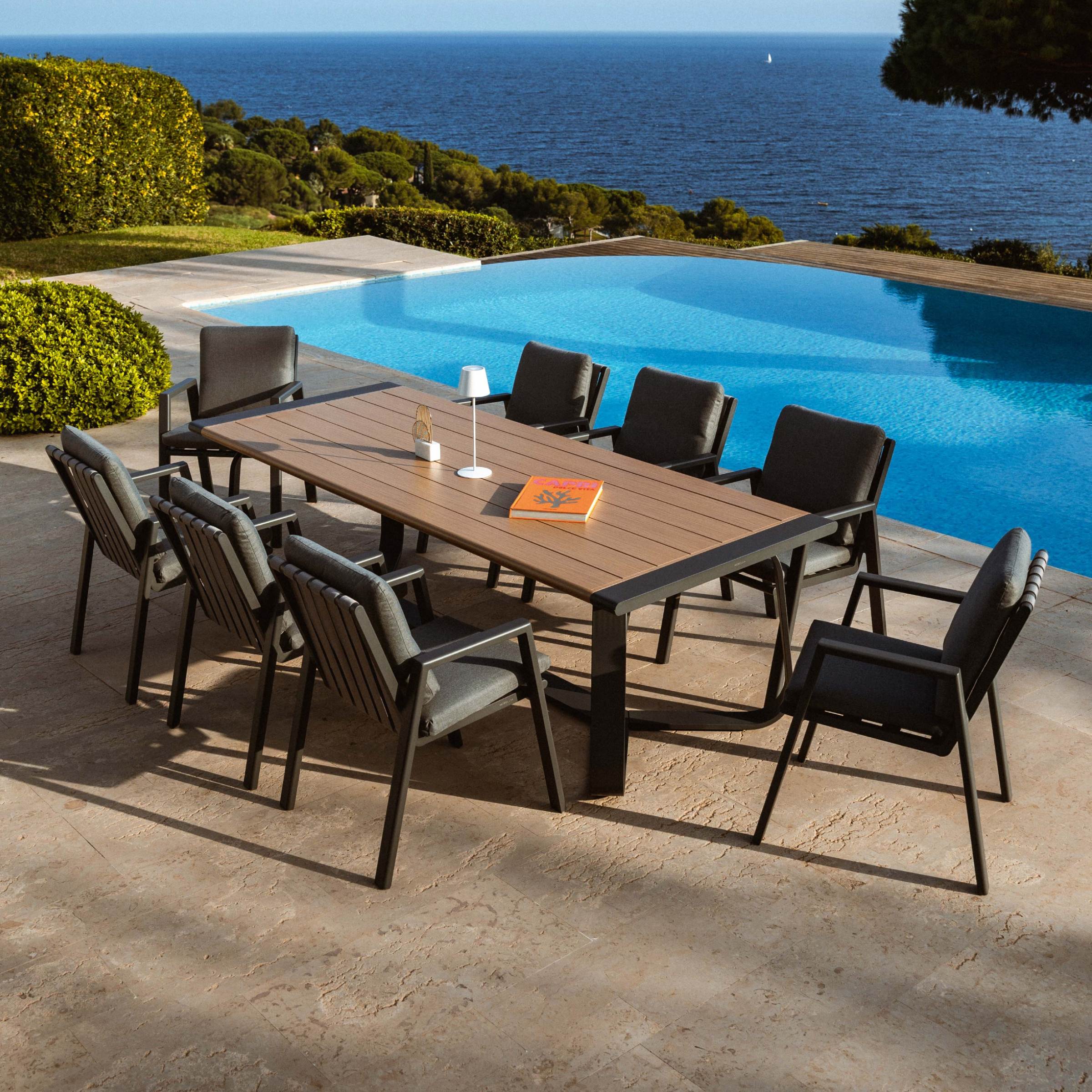 Table de jardin rectangulaire en aluminium 10 places (240 x 100 cm) Long Beach Gris anthracite