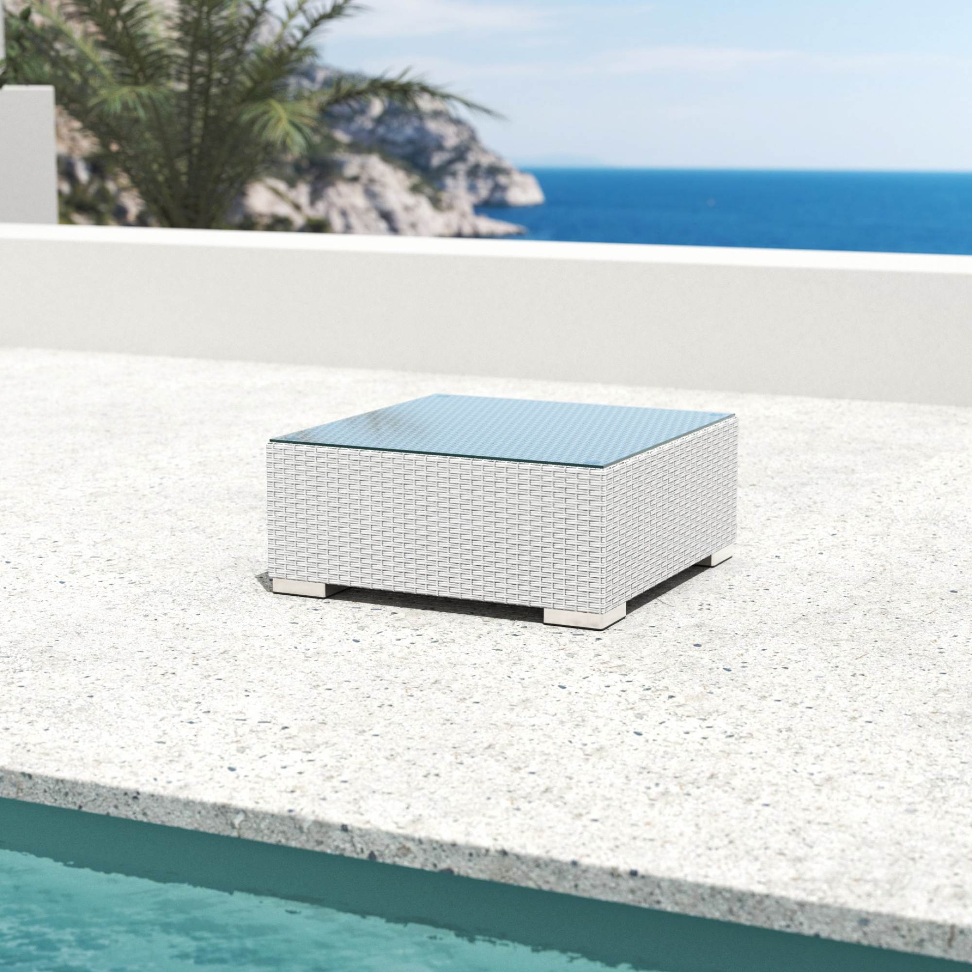 Salon de jardin en résine tressée 2 places 3 pcs Palma Blanc et gris