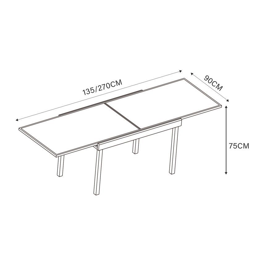 Table de jardin extensible en verre 10 places (135/270 x 90 cm) Murano Blanc