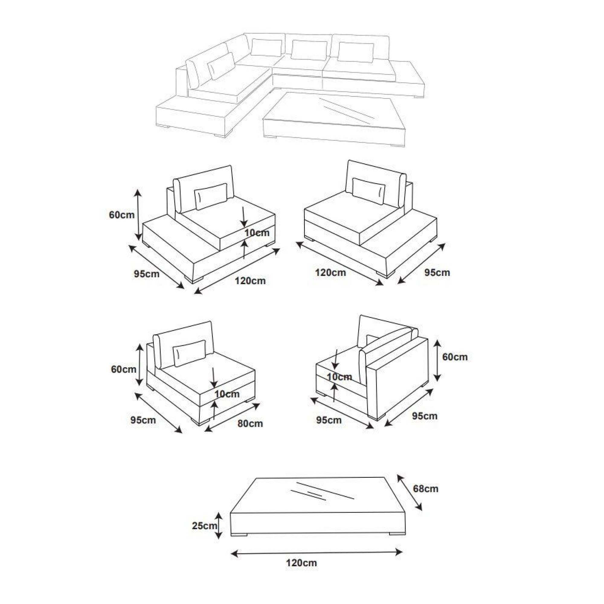 Salon de jardin d'angle en résine tressée 5 places Palma Gris et beige