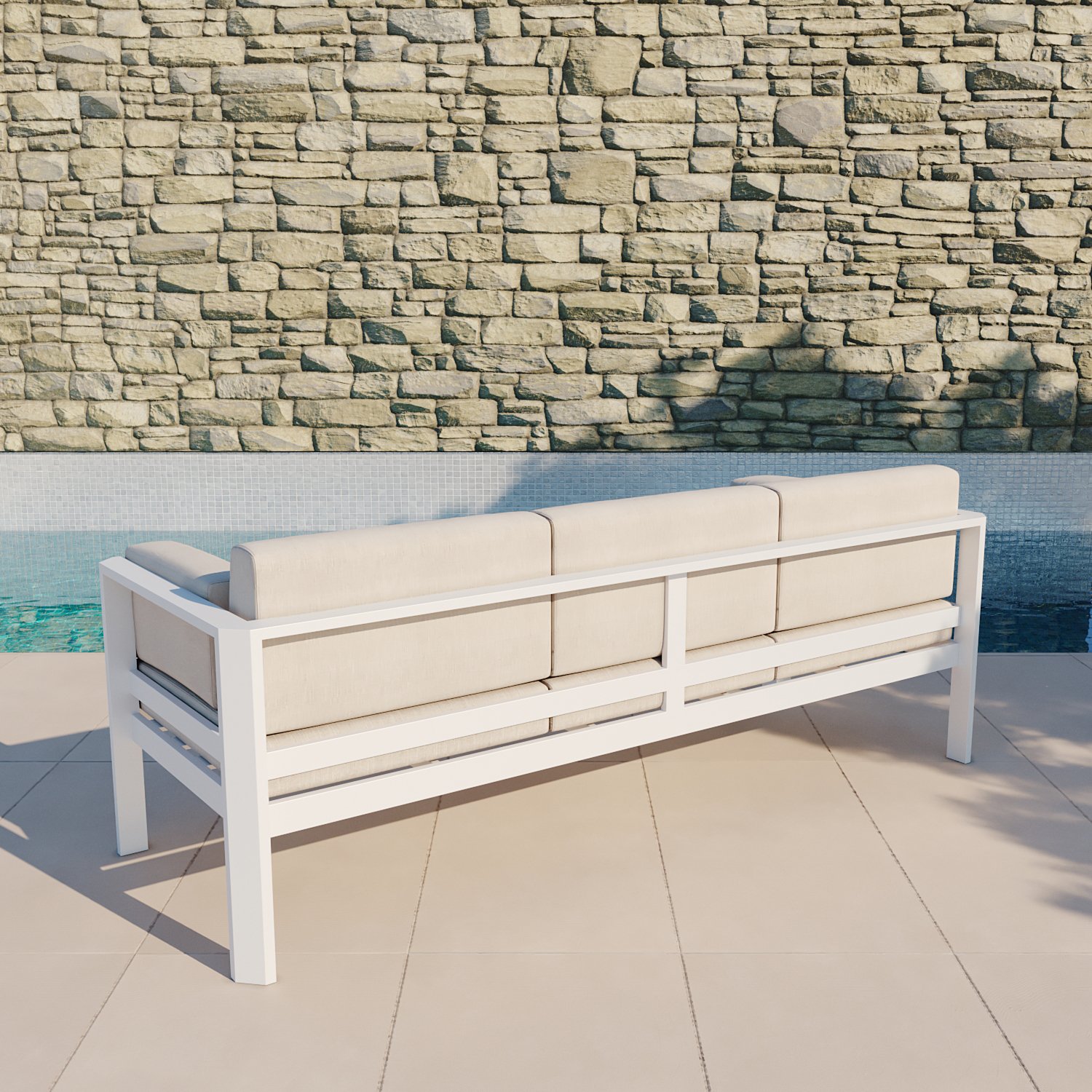 Salon de jardin en aluminium 5 places Ostara Blanc et taupe