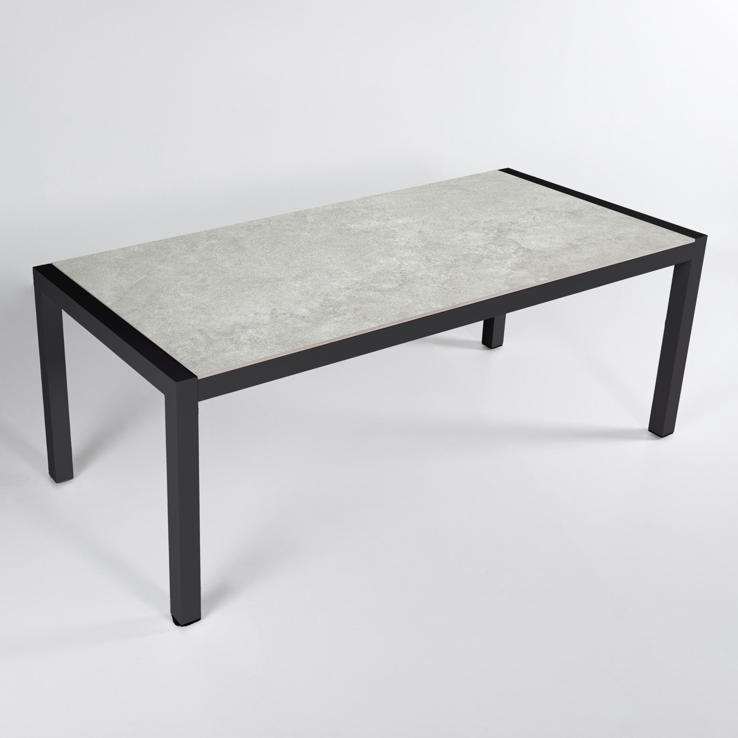 Table de jardin en aluminium et céramique 8 places (180 x 90 cm) Modena Gris clair