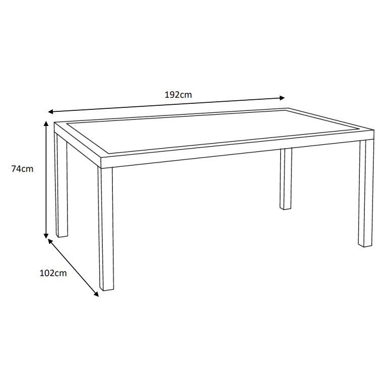 Table de jardin en aluminium et céramique 8 places (192 x 102 cm) Torano Gris anthracite