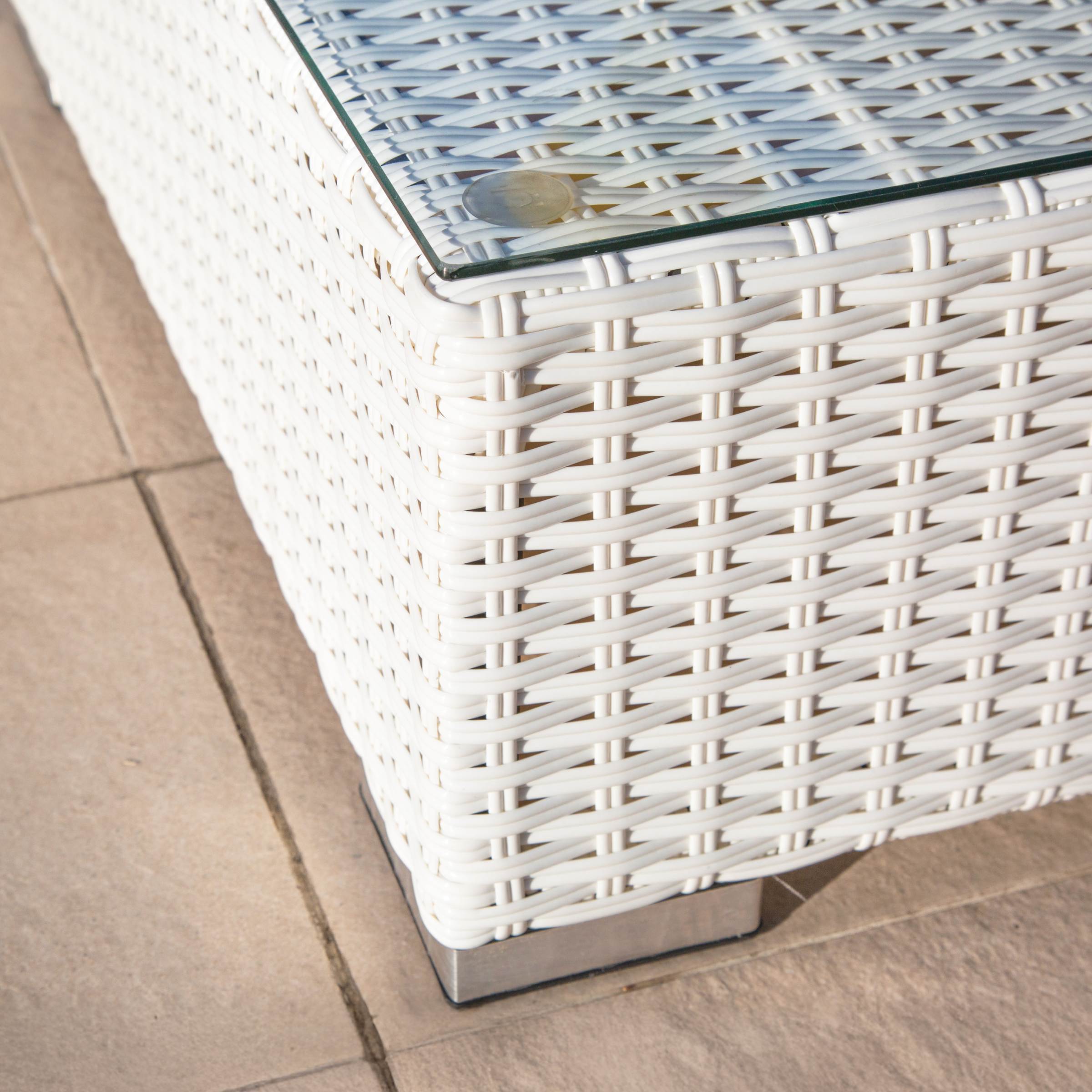 Salon de jardin en résine tressée 5 places 6 pcs Palma Blanc et beige