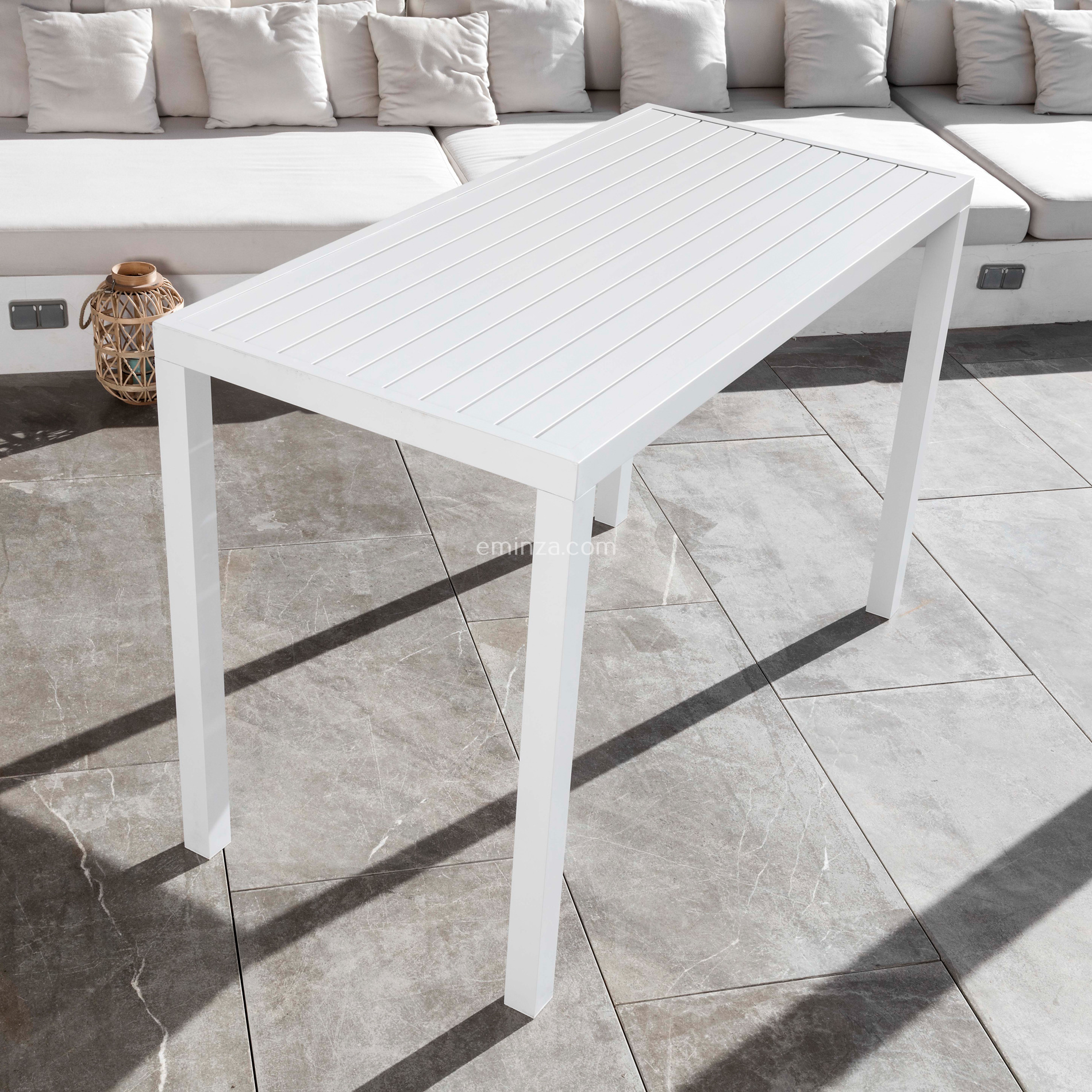 Table de jardin haute en aluminium 6 places (160 x H105 cm) Murano Blanc