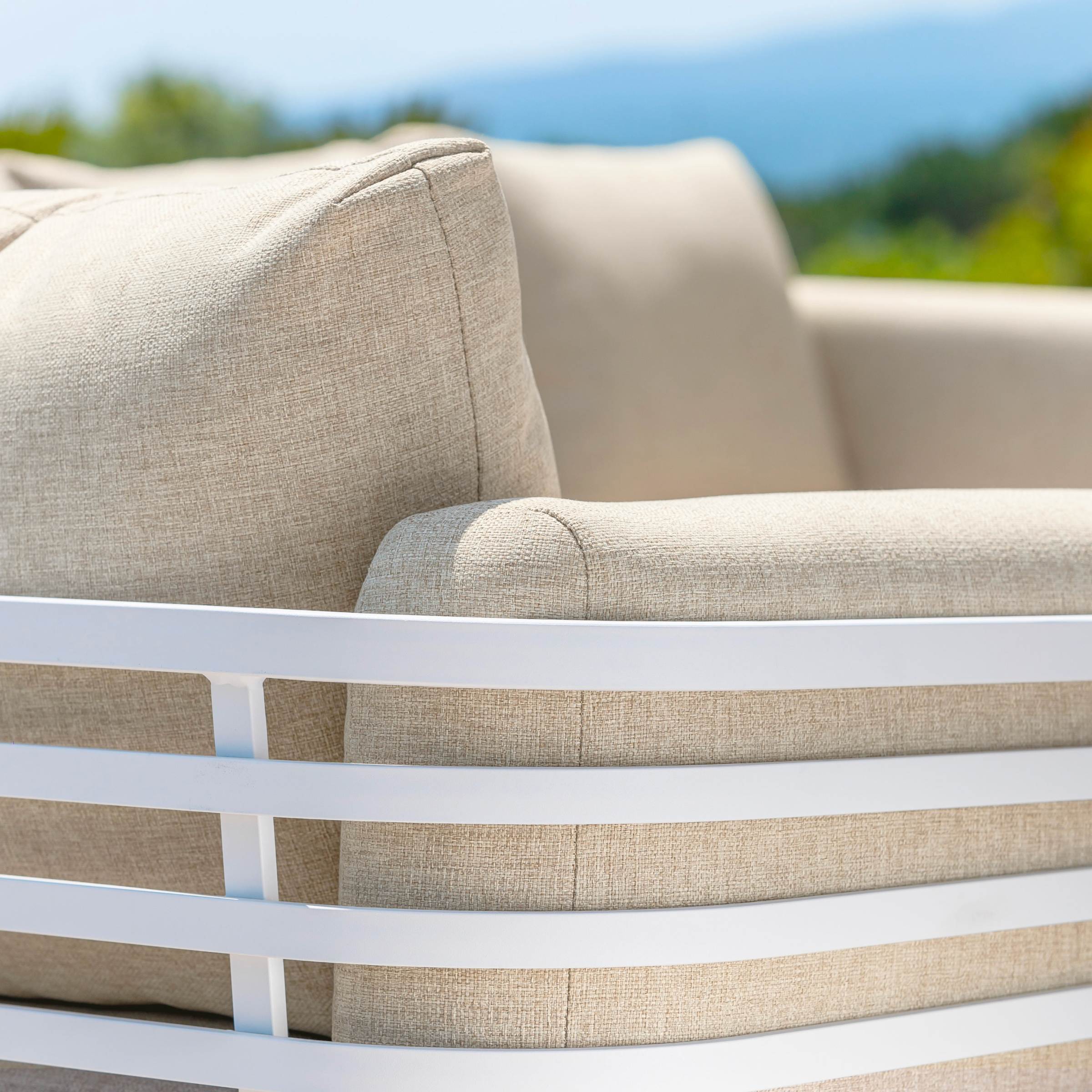 Salon de jardin aluminium 7 places 6 pcs Monte Carlo Blanc et beige