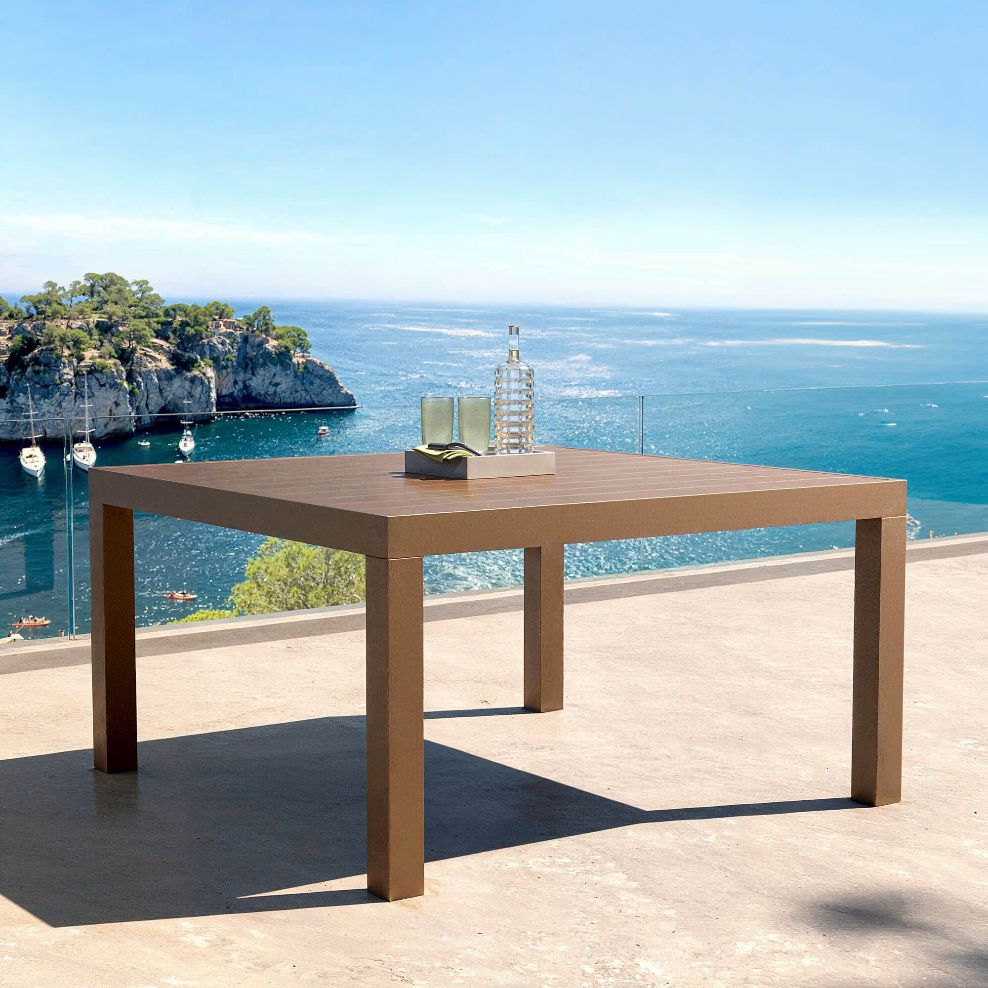 Table de jardin carrée aluminium 8 places (136 x 136 cm) Murano Bronze