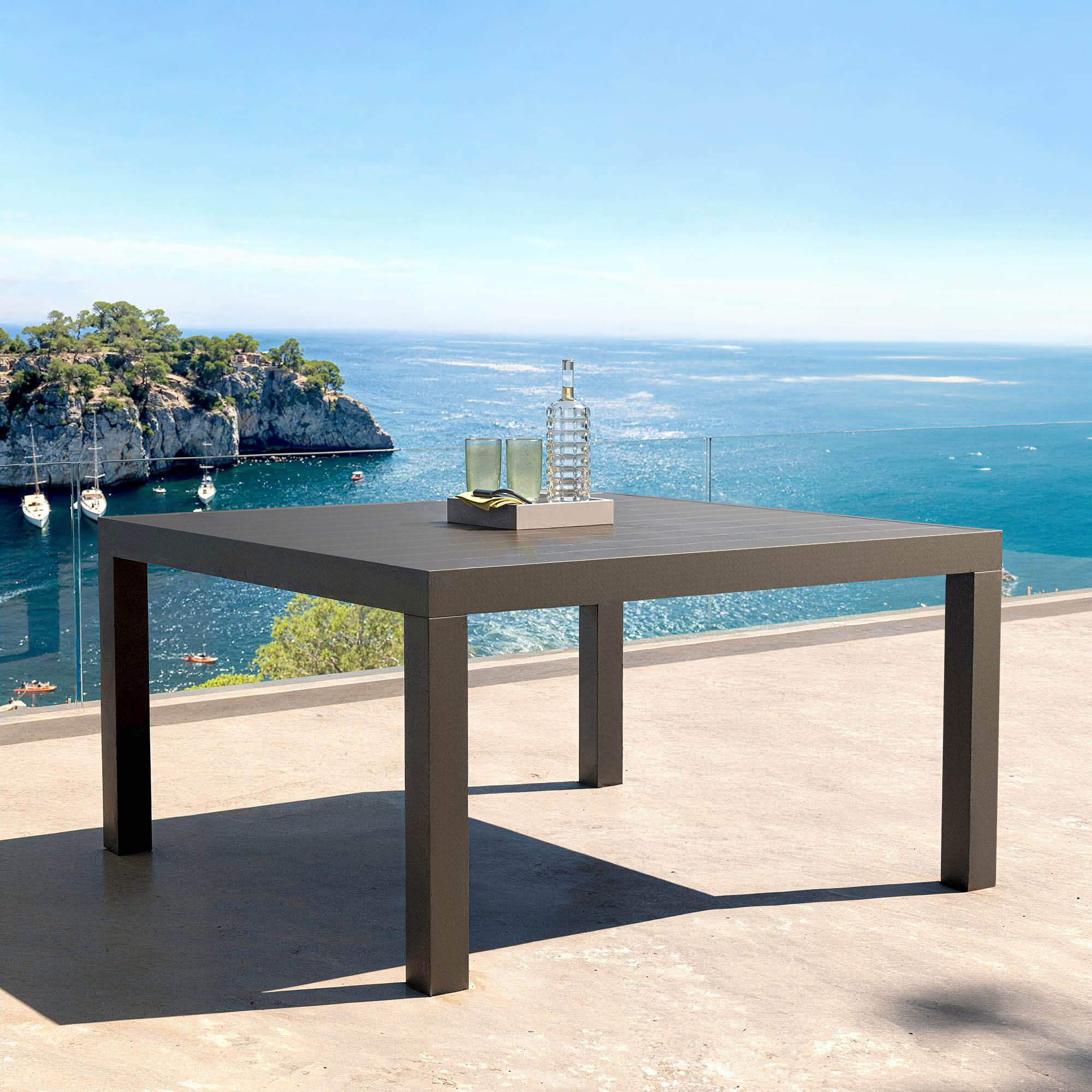 Table de jardin carrée aluminium 8 places (136 x 136 cm) Murano Gris anthracite