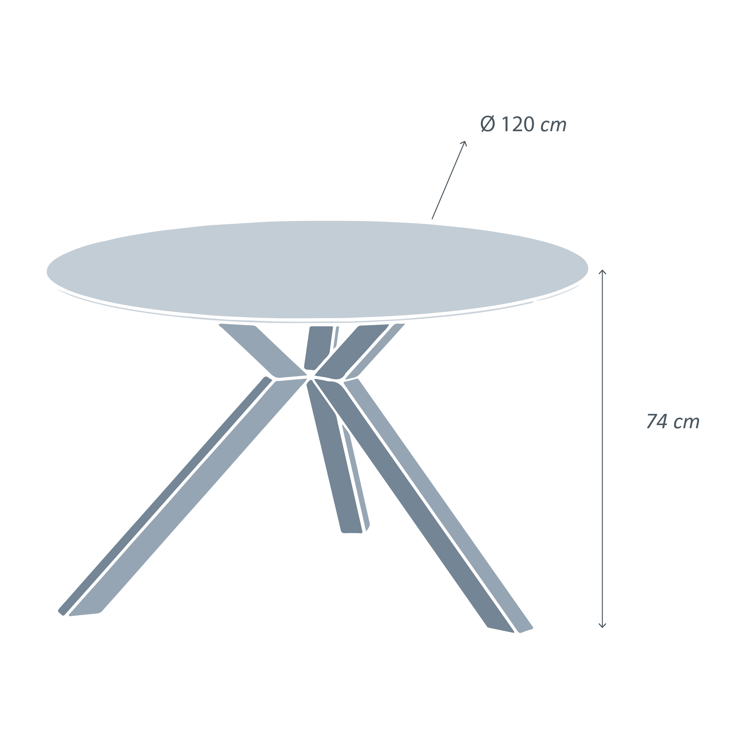 Table de jardin ronde en aluminium et céramique 6 places (D120 cm) Kore Blanc