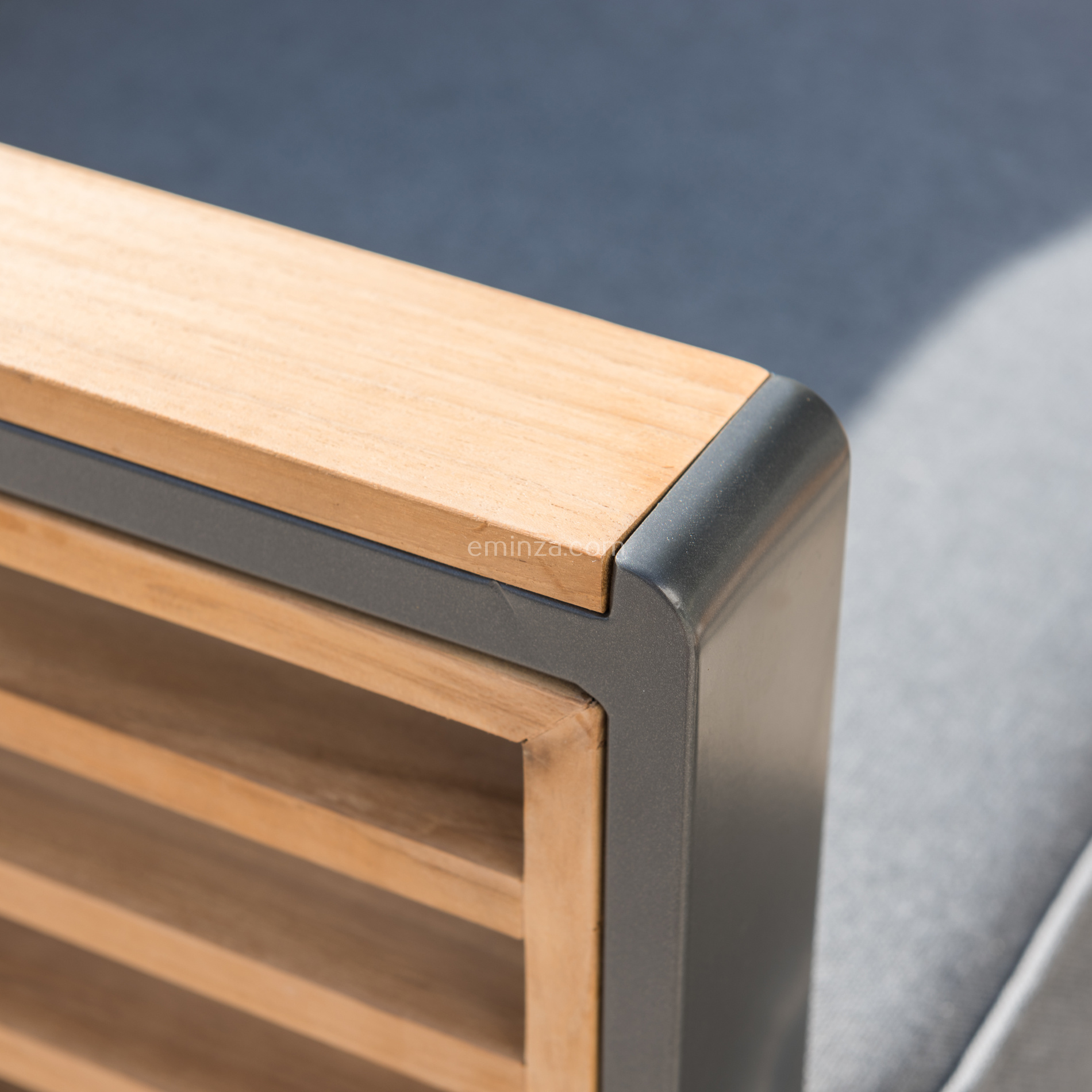 Salon de jardin aluminium et bois teck 5 places Bali Gris anthracite et ardoise